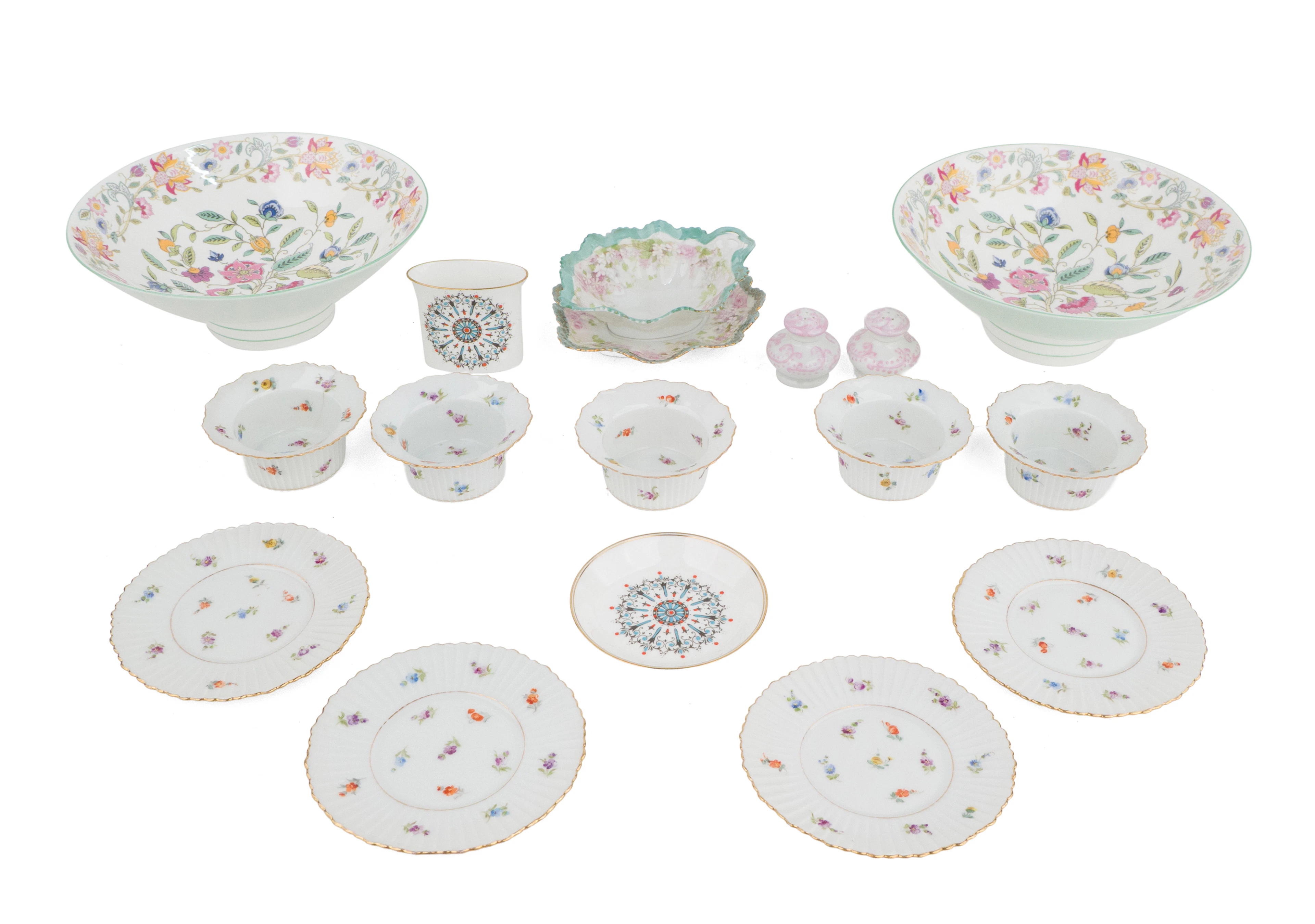 Group of Floral Decorated Porcelain Table Articles