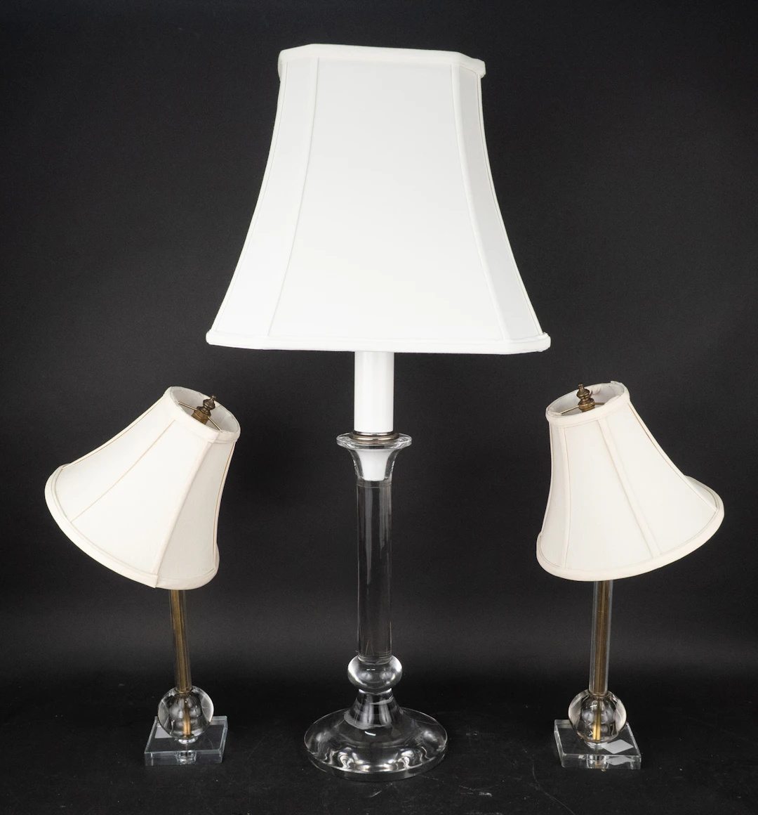Three Colorless Glass Table Lamps