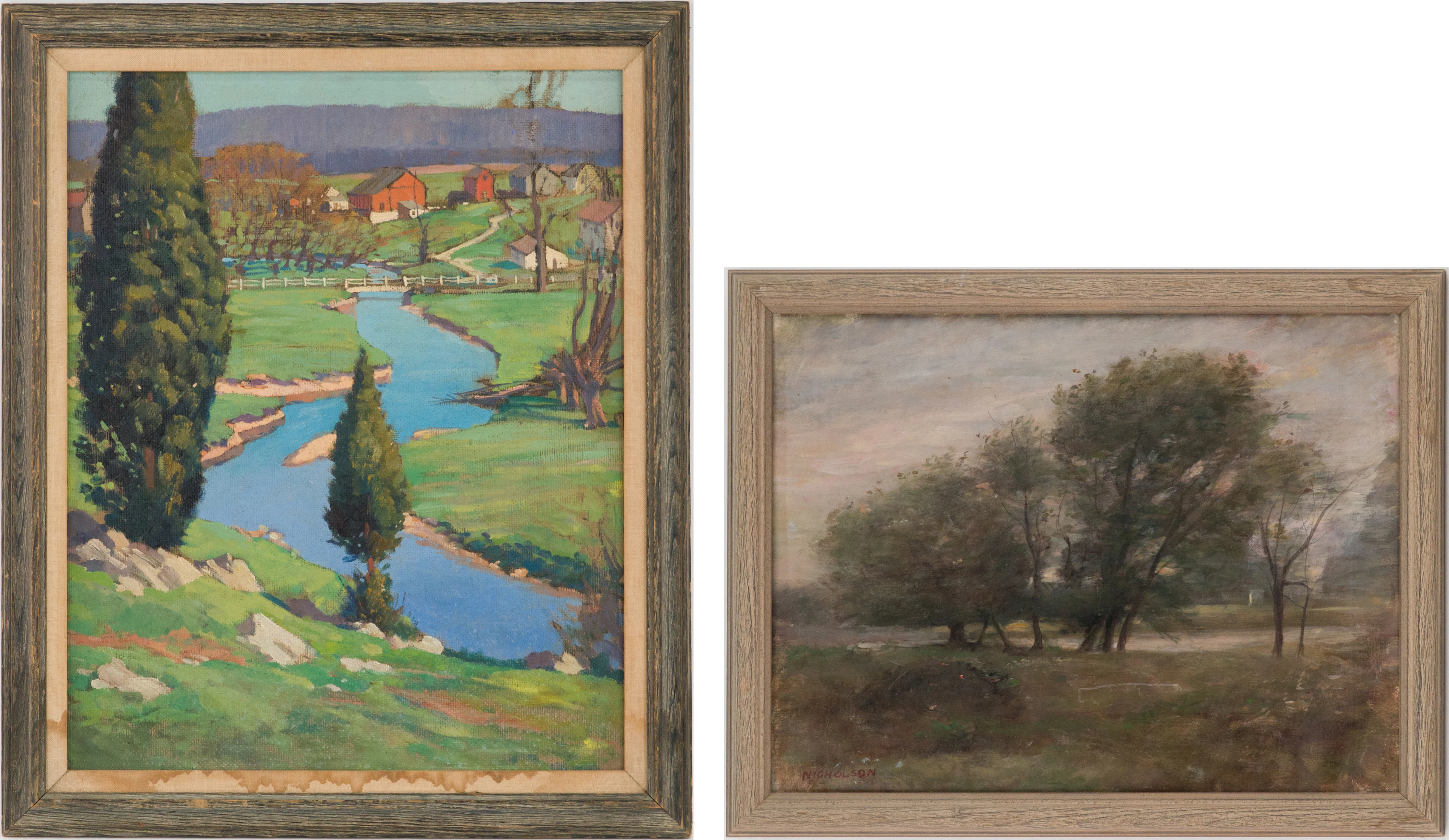 Nicholson, Landscape with Trees, Oil on Canvas