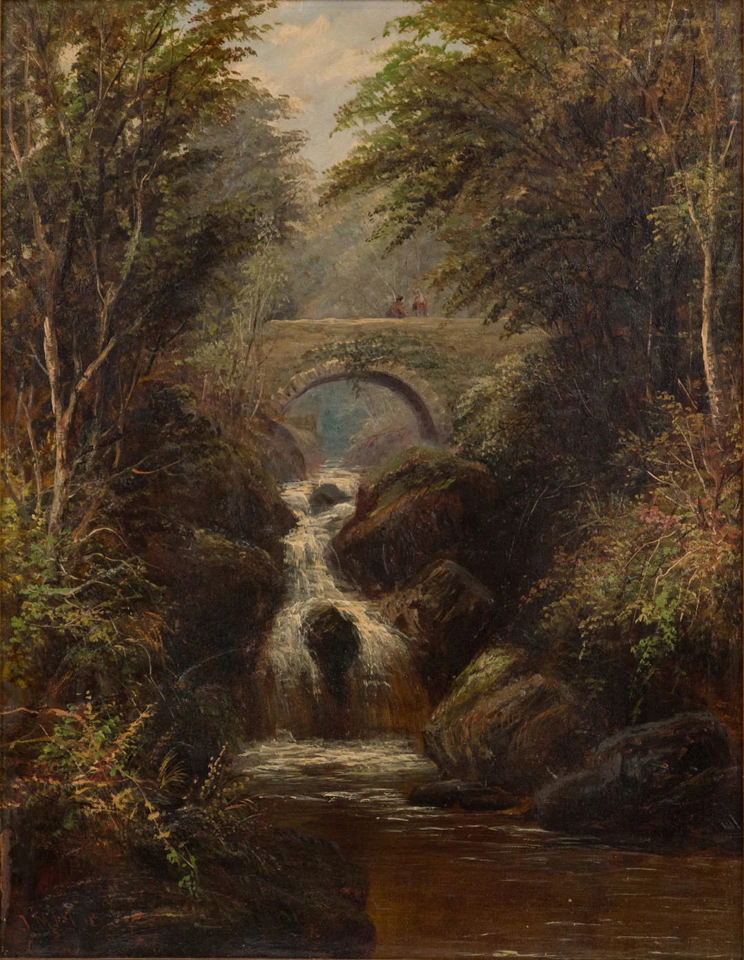 Joseph Mellor, Old Bridge Rydal Falls, Westmoreland, Oil on Canvas
