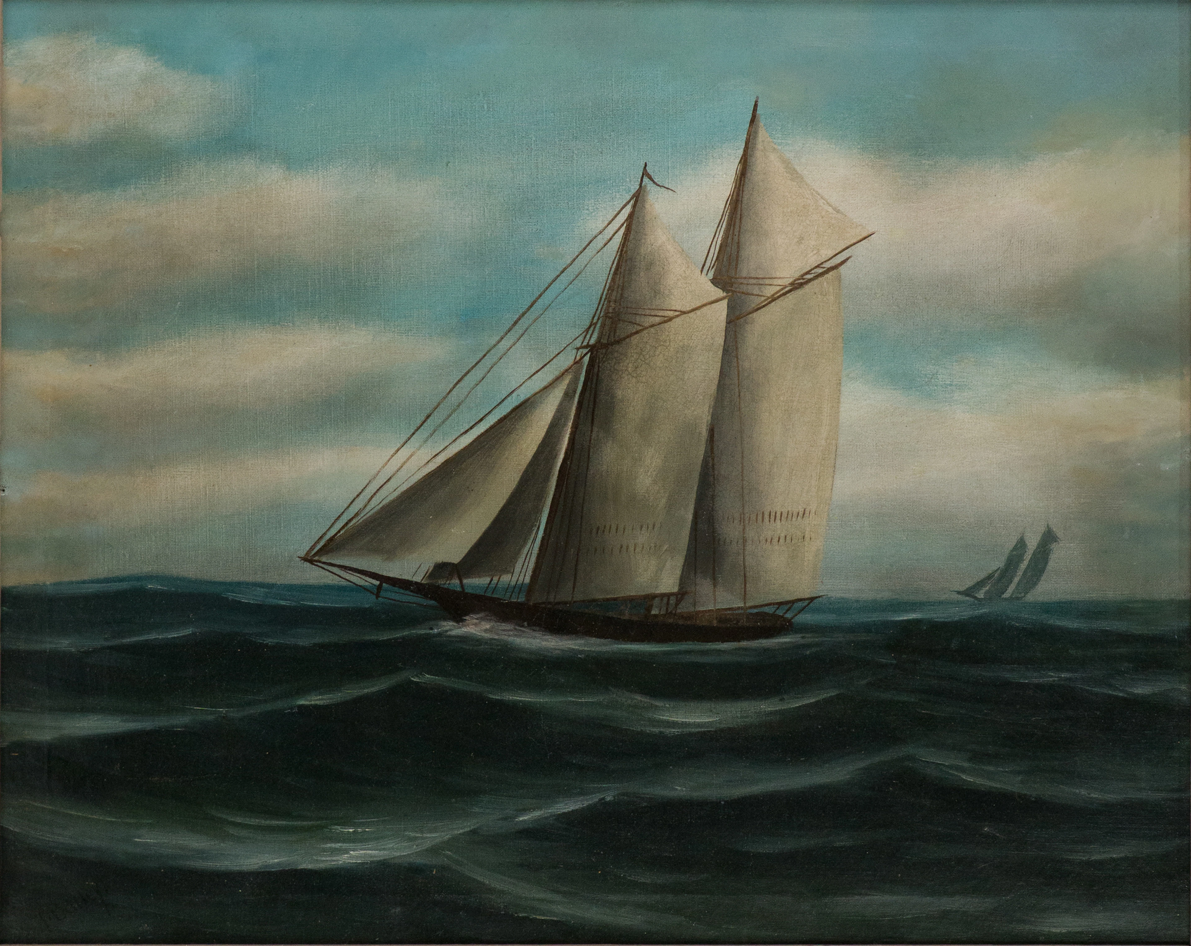 T. Bailey, Ship at Full Sail, Oil on Canvas