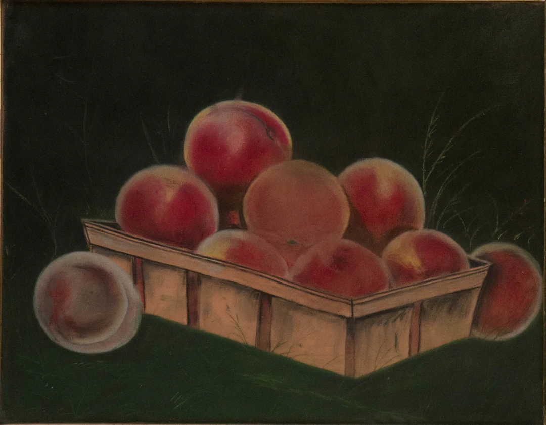 Peaches in Basket, Pastel on Paper