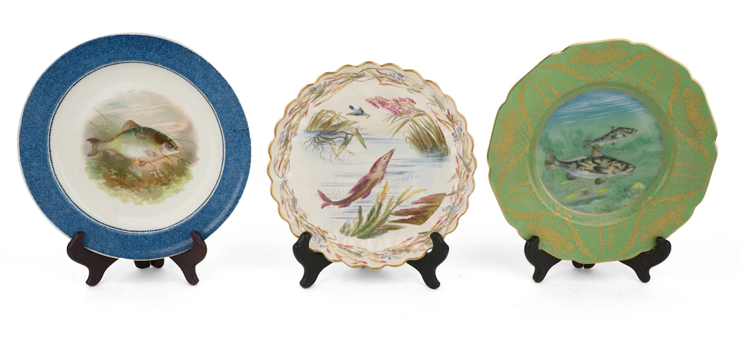 Ten Assorted Fish Decorated Plates