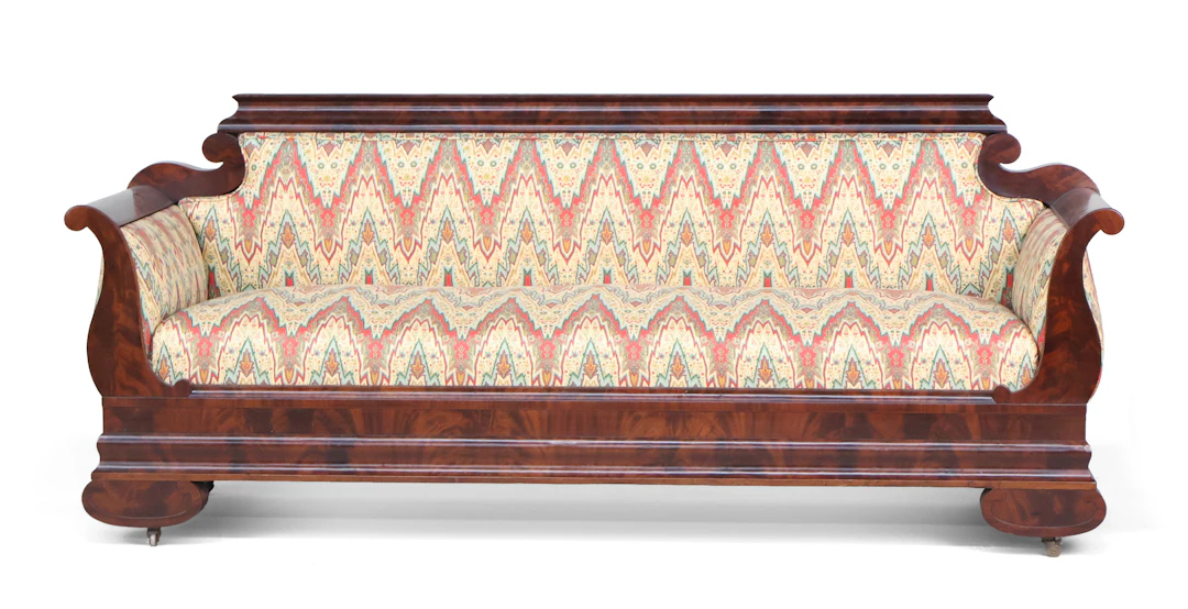 Empire Figured Mahogany Settee