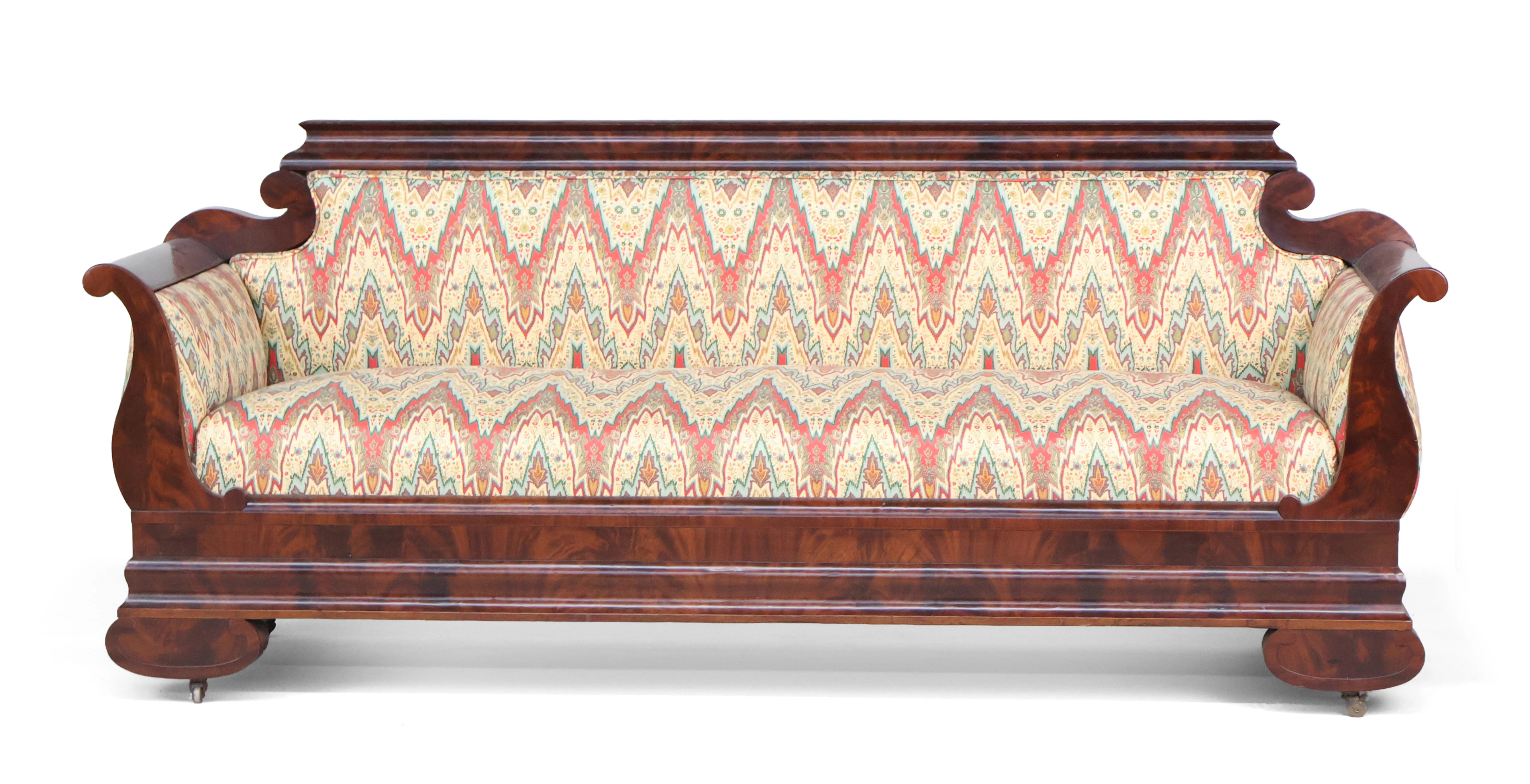 Empire Figured Mahogany Settee
