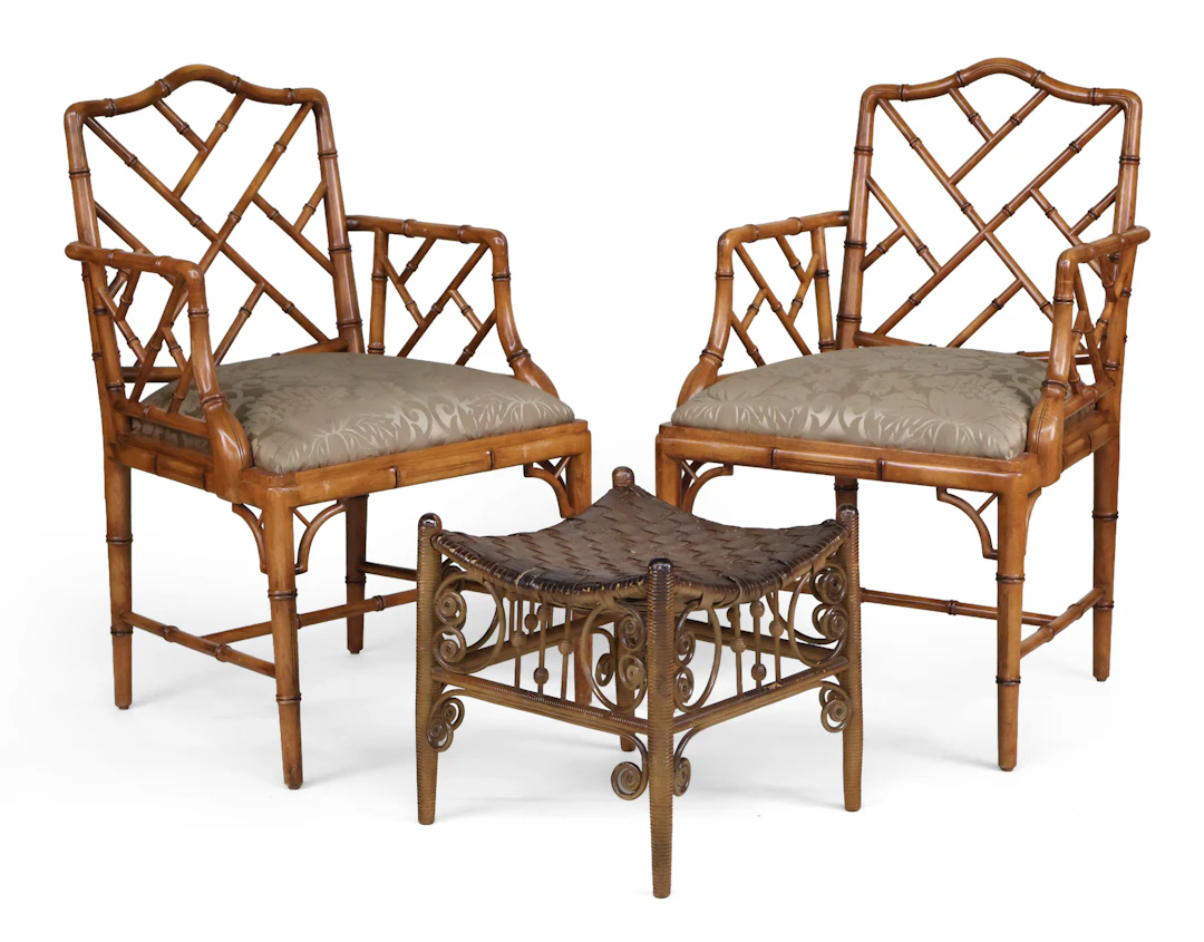 Pair of Faux-Bamboo Armchairs