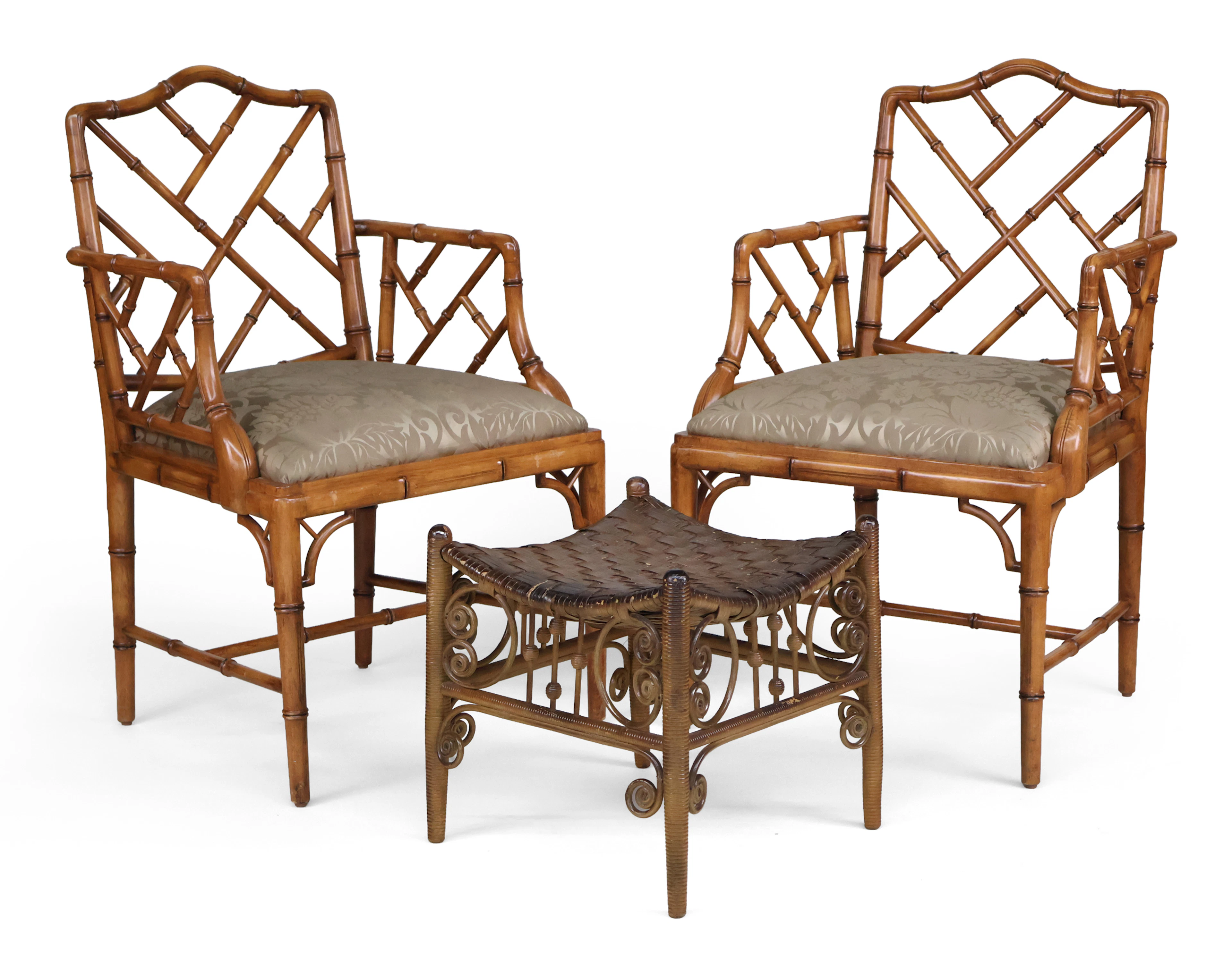 Pair of Faux-Bamboo Armchairs