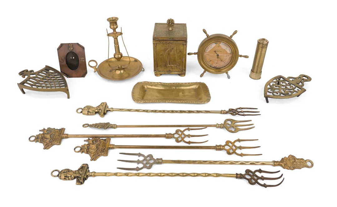Group of Brass Nautical Themed Table Articles