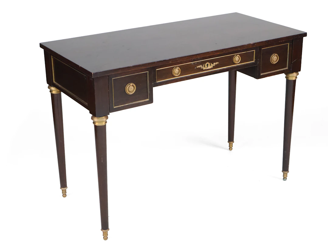Louis XVI Style Brass-Mounted Oak Writing Desk