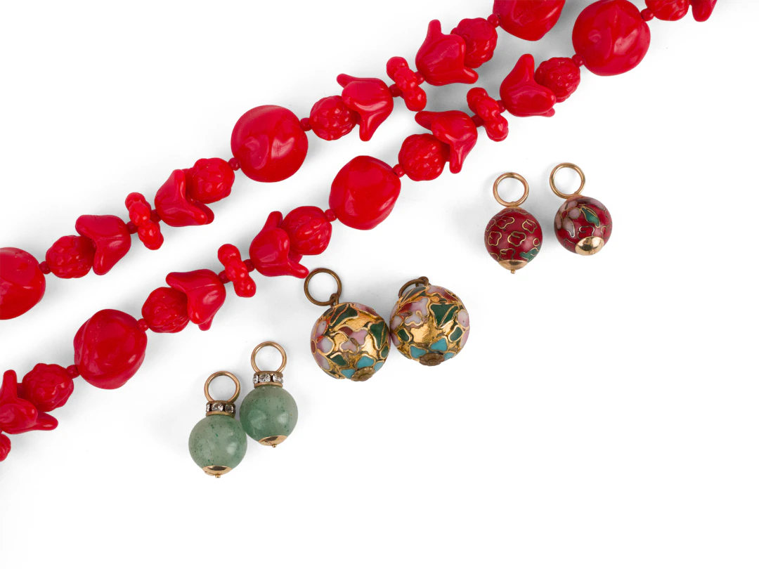 Four Chinese Cloisonne Hanging Beads