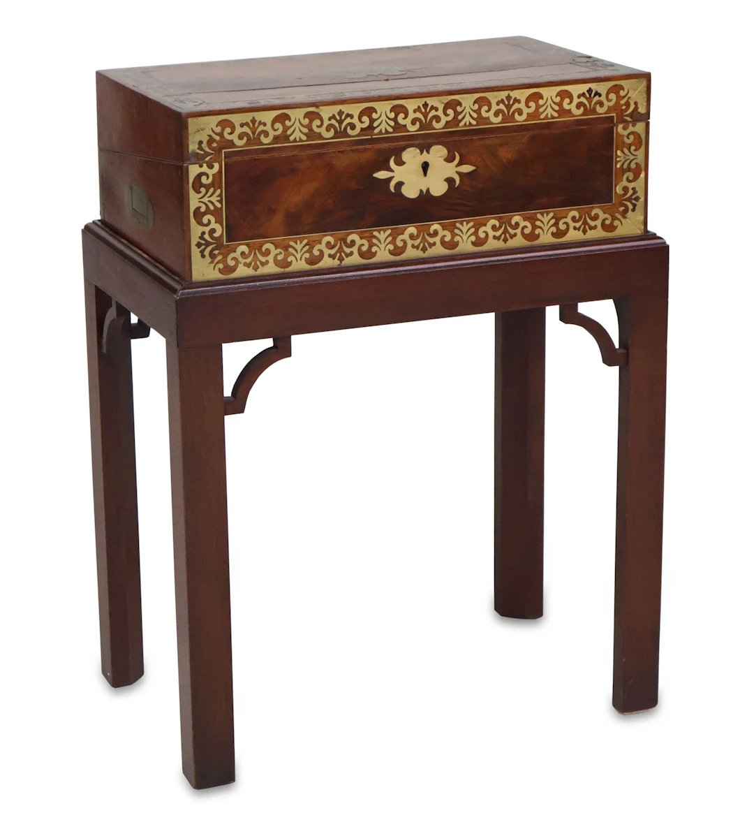 Regency Brass-Inlaid Mahogany Lapdesk on Stand