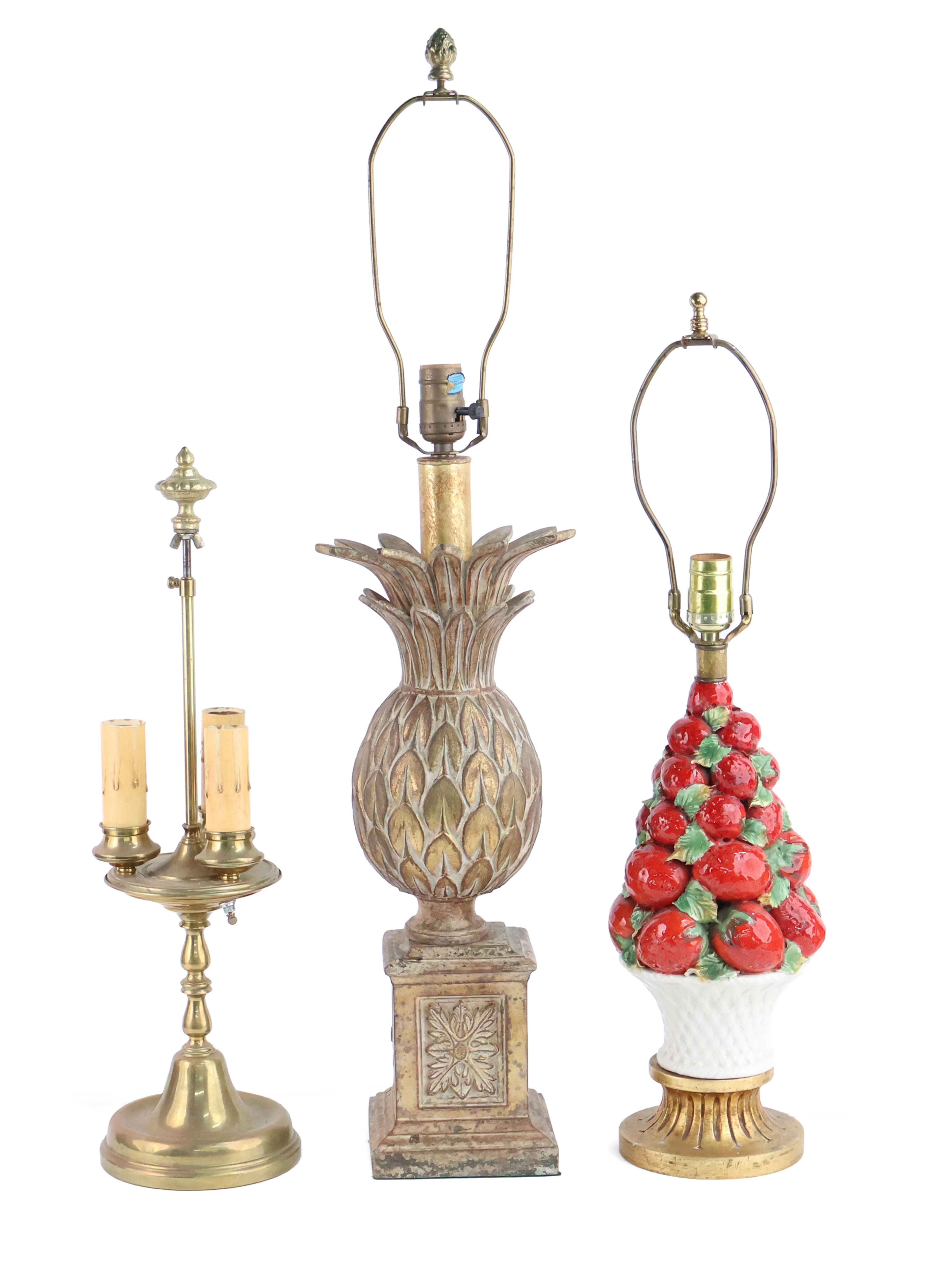 Majolica Strawberry Basket Form Table Lamp