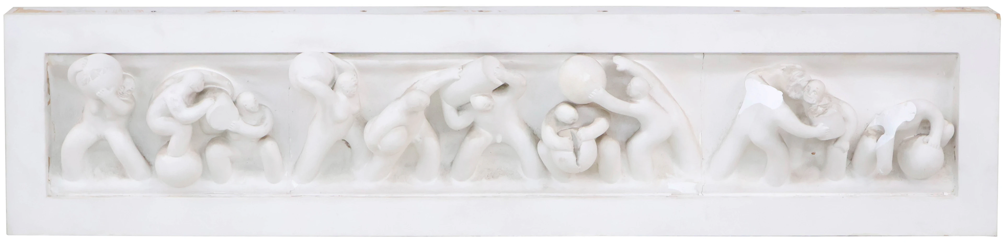 Tom Otterness, American 1952, Battle of the Sexes, Plaster Relief Frieze