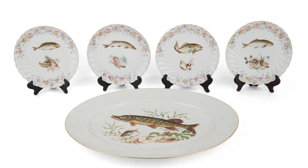 Seven Limoges Austria Fish Plates