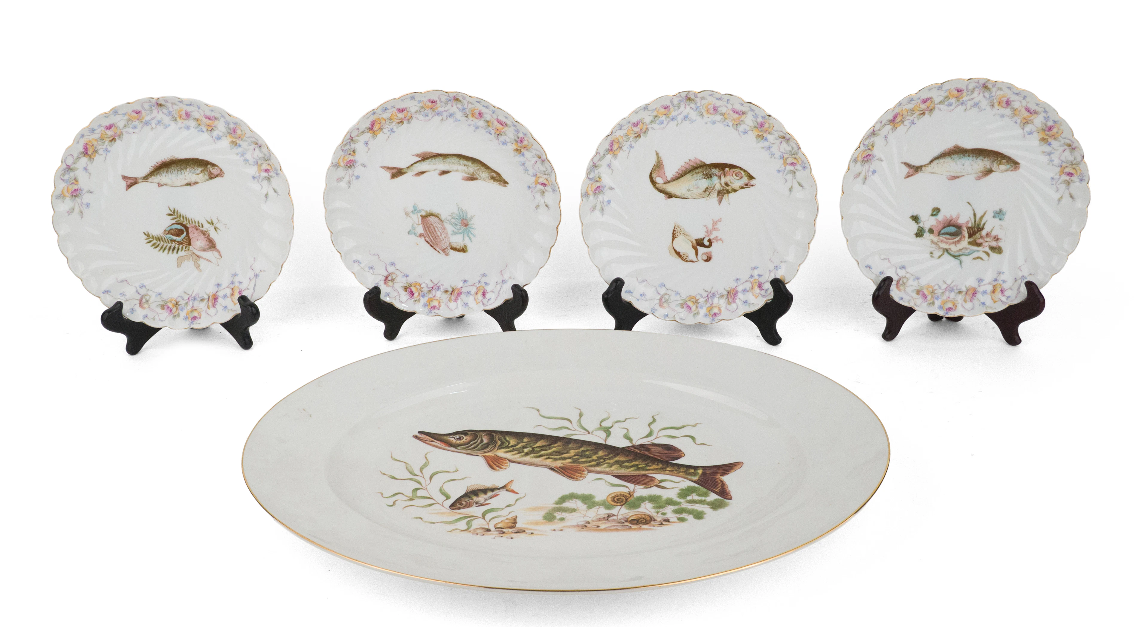 Seven Limoges Austria Fish Plates
