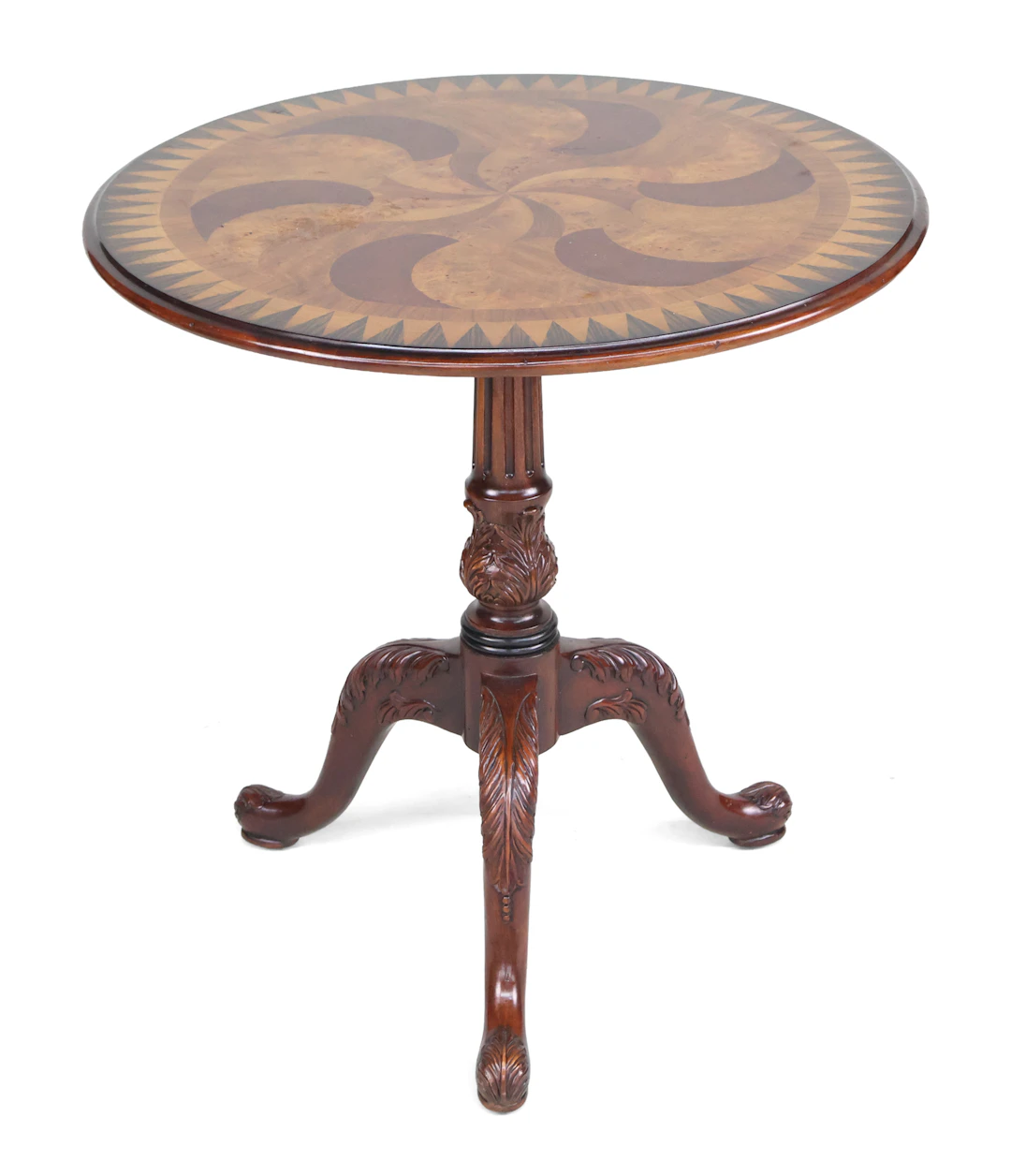 Theodore Alexander Swirl-Top Inlaid Pedestal Table