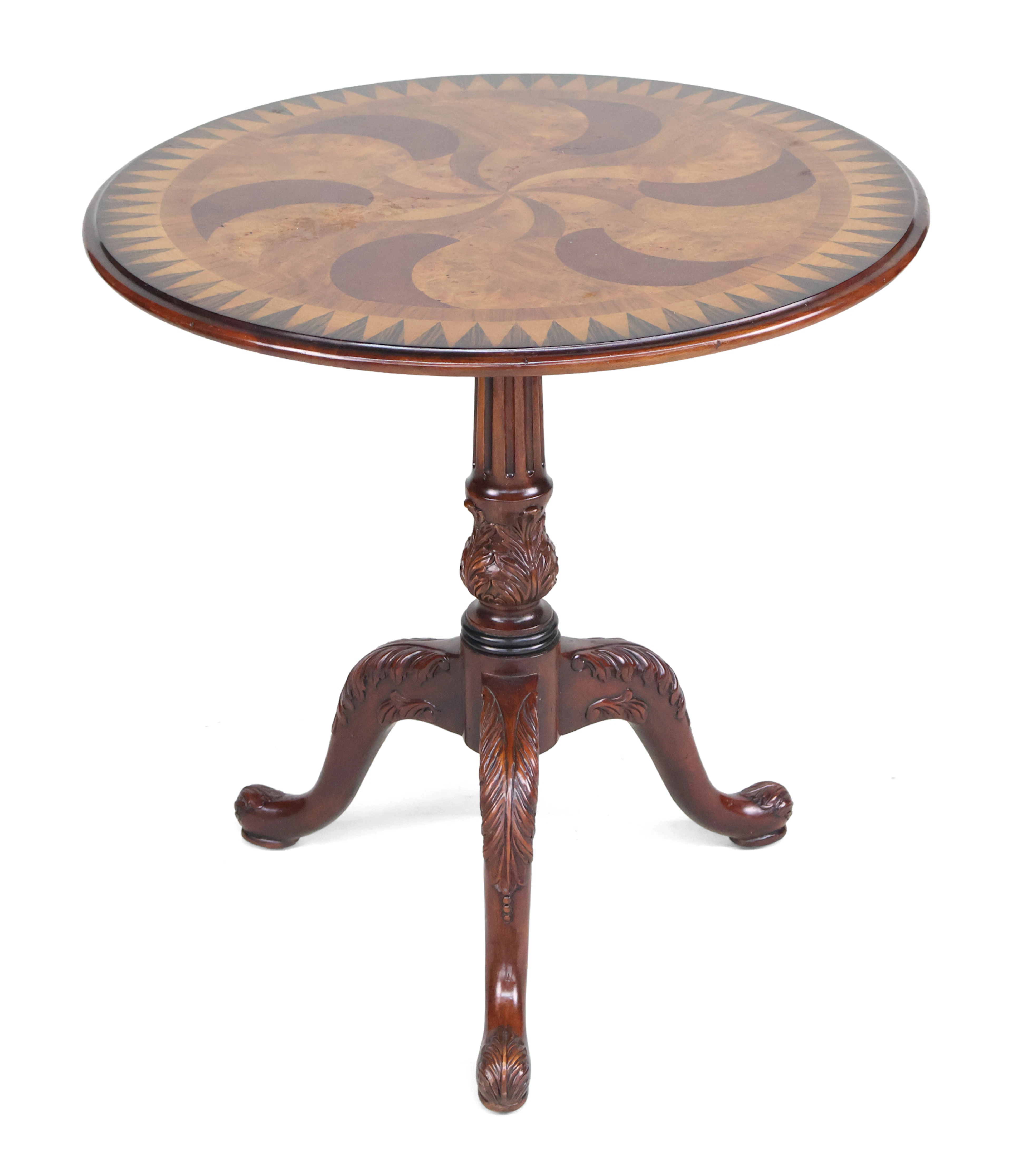 Theodore Alexander Swirl-Top Inlaid Pedestal Table