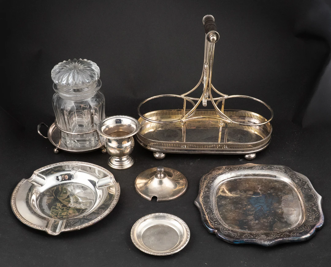 Sterling Silver Cigarette Urn and Small Tray