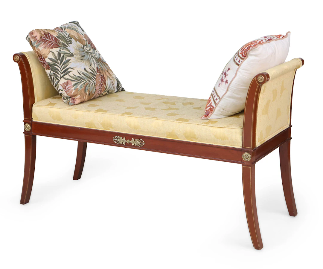 Neoclassical Style Brass Mounted Window Seat