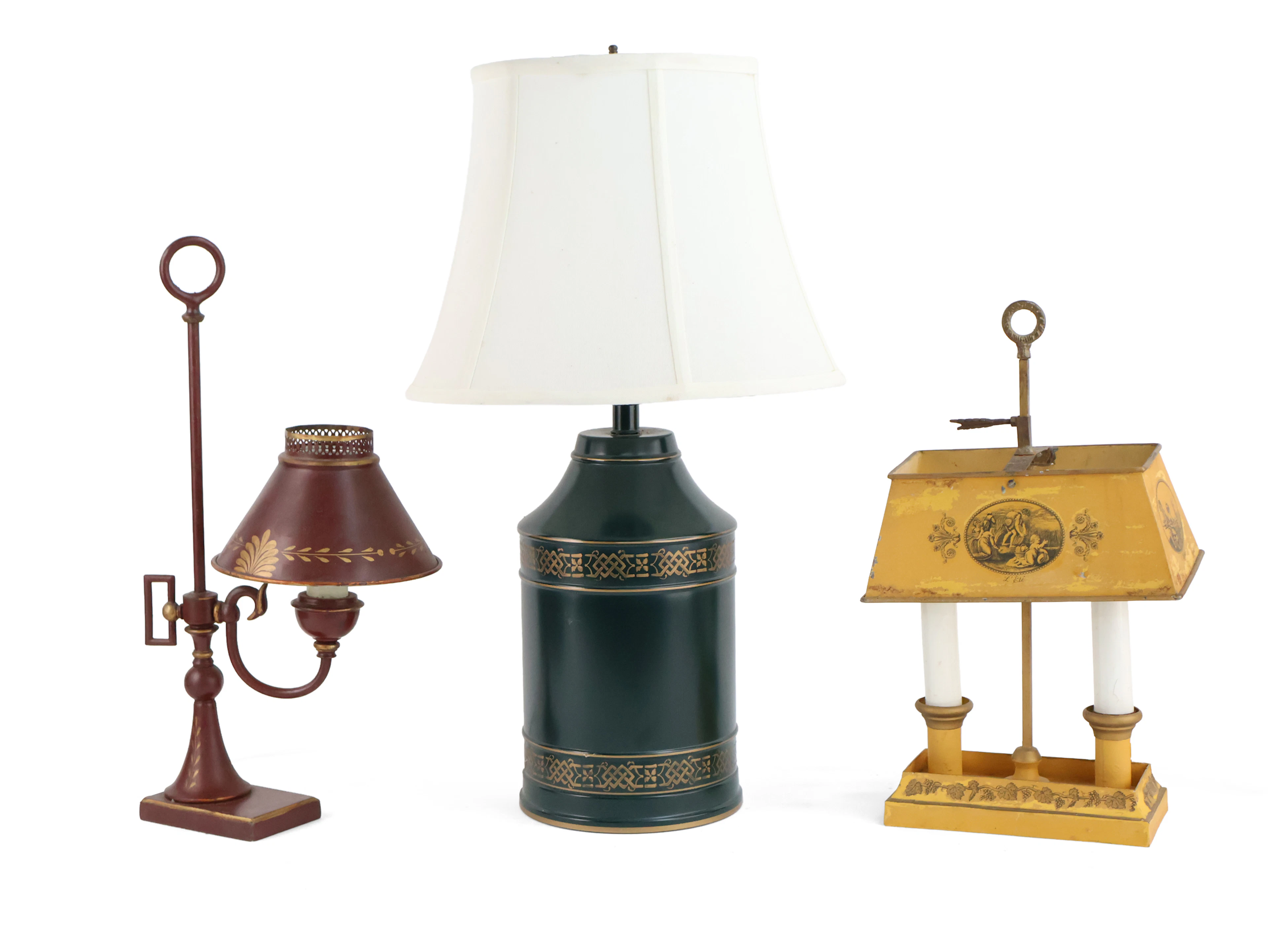 Three Tole Table Lamps