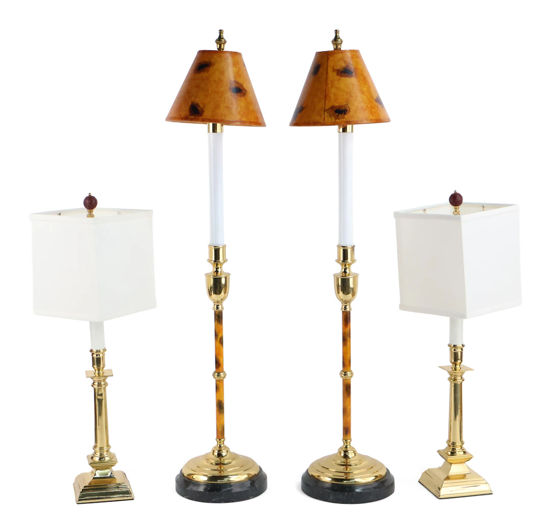 Two Pairs of Modern Brass Table Lamps
