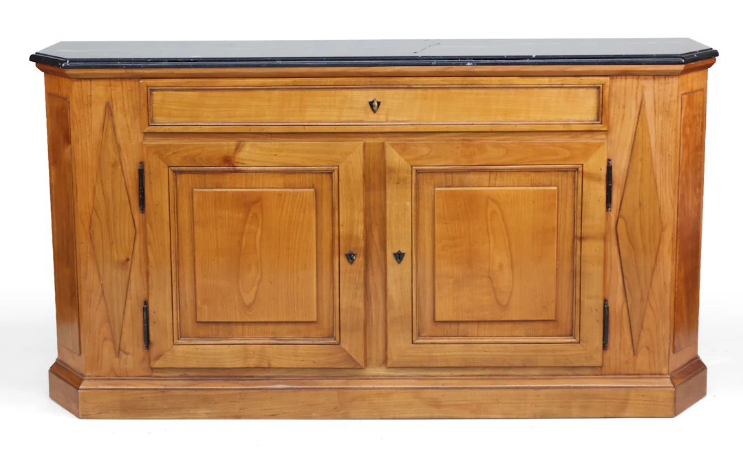 French Provincial Style Cherrywood Marble Top Server