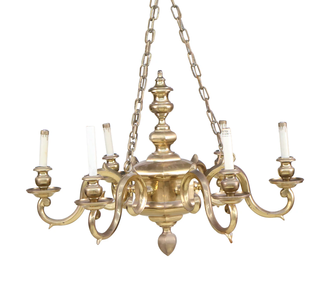 Dutch Baroque Bronze Six Light Chandelier