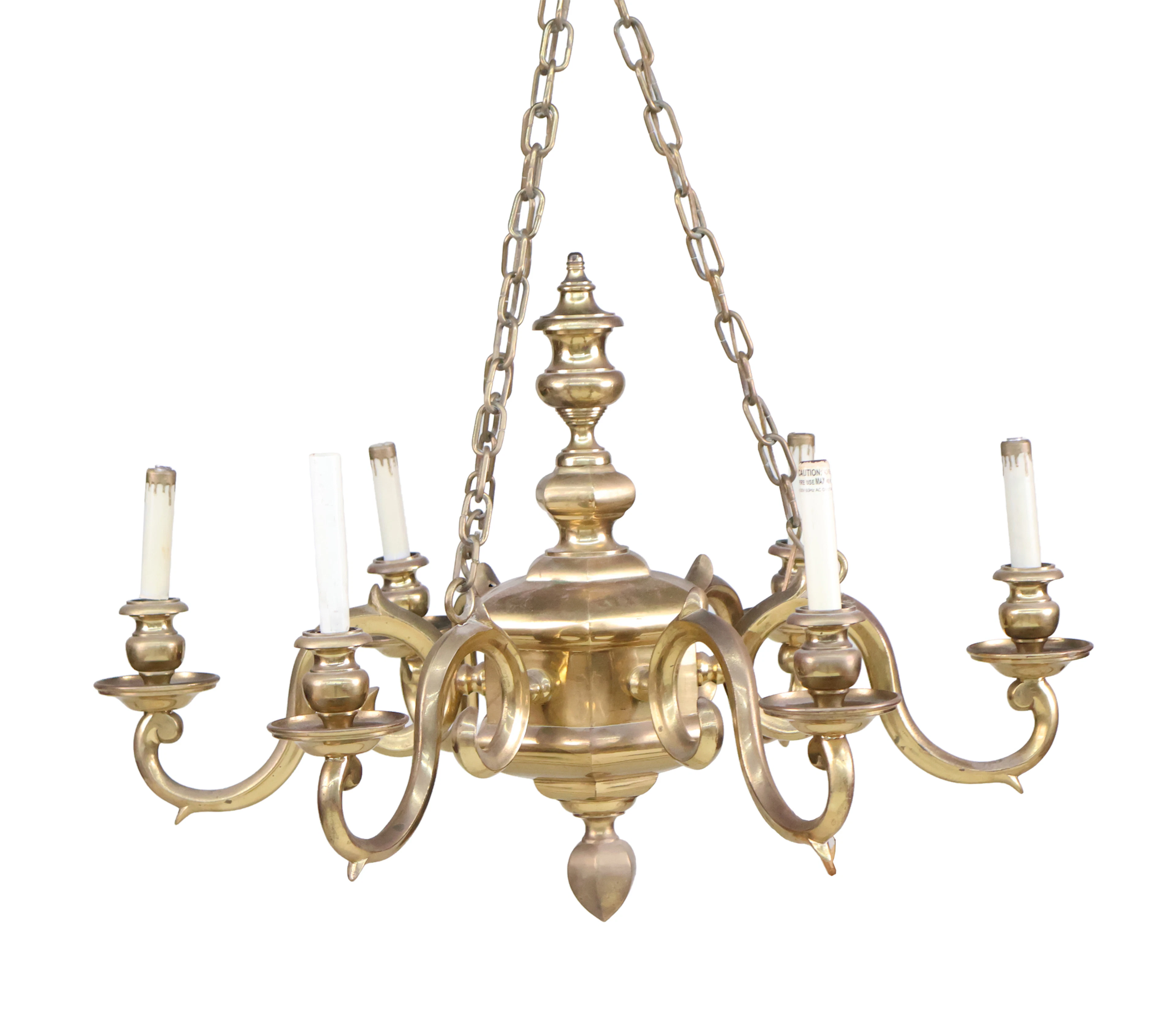 Dutch Baroque Bronze Six Light Chandelier