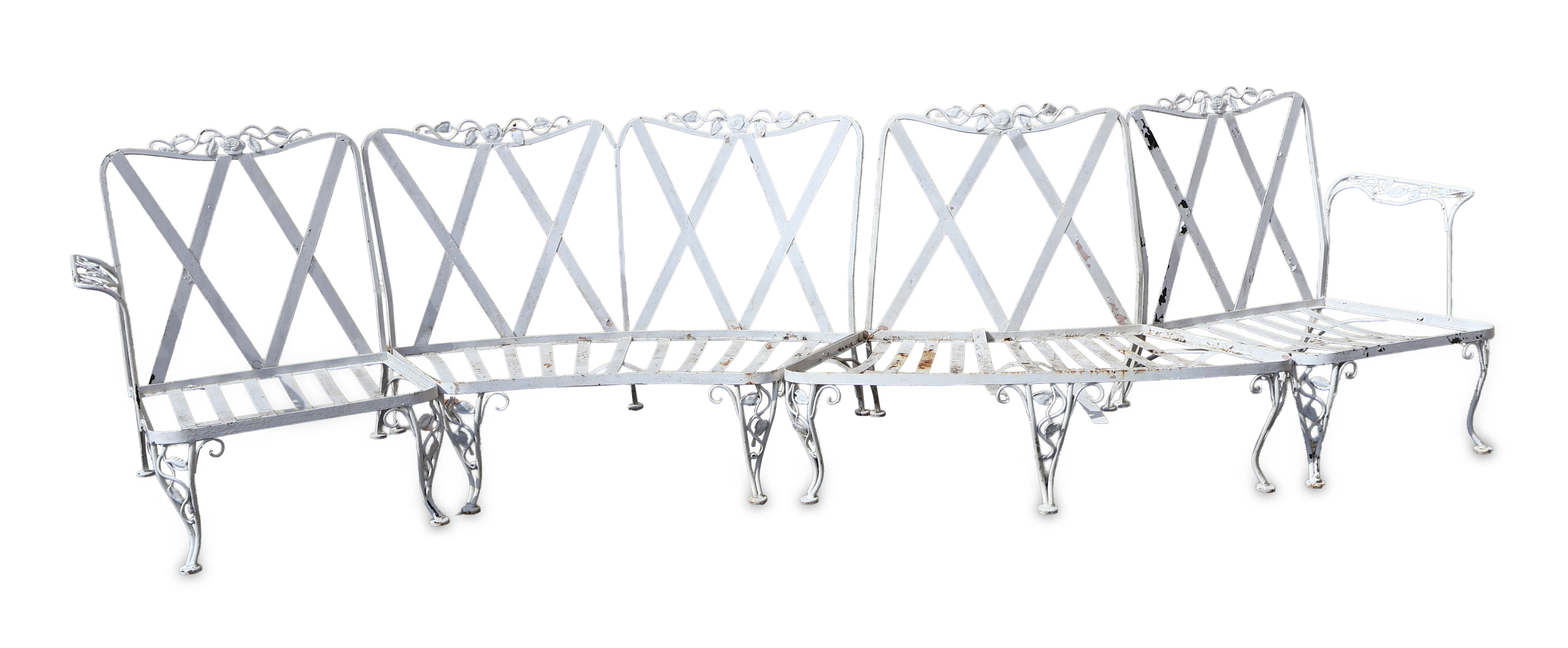 Five Piece White Painted Cast-Aluminum Sectional