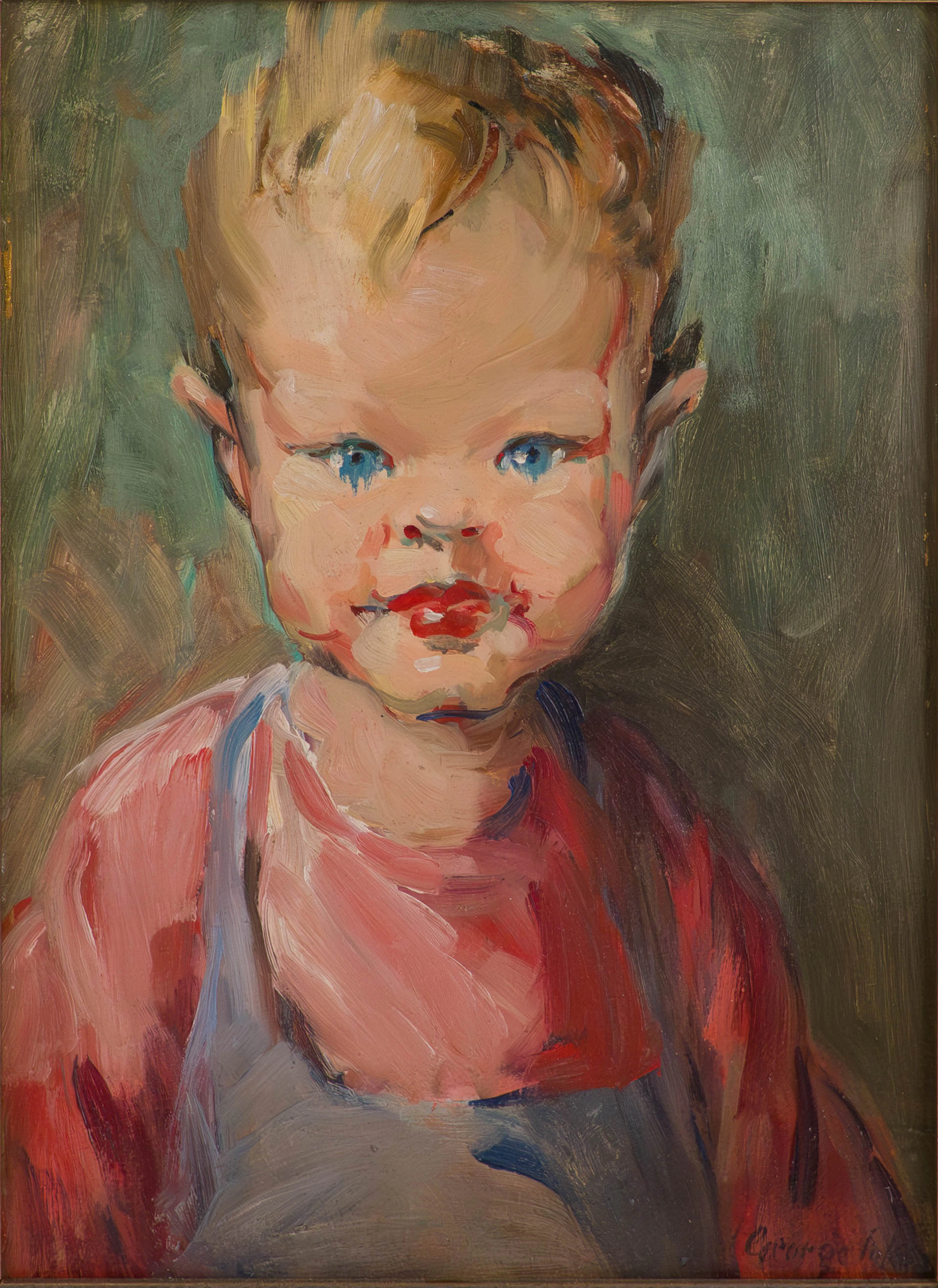 In the Style of George Luks, 1867-1933, Portrait of a Child, Oil on Board