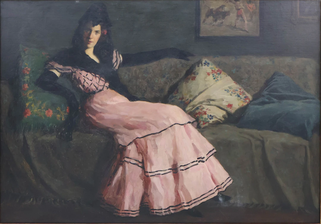 Francis Luis Mora, 1874-1940, Portrait of Woman in Spanish Dress, Oil on Canvas