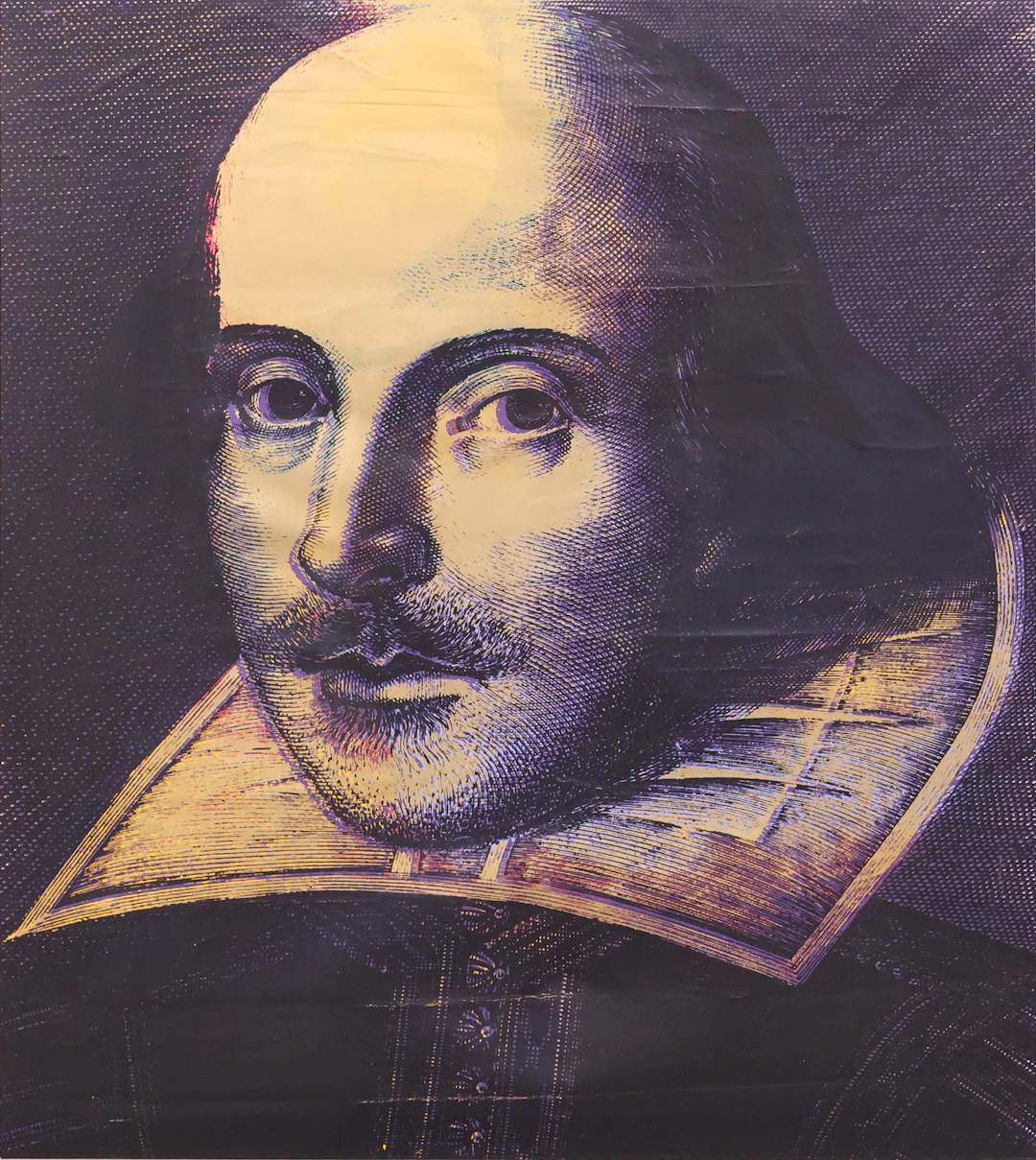 Steve Kaufman, American 1960-2010, Shakespeare, Silkscreen on Canvas