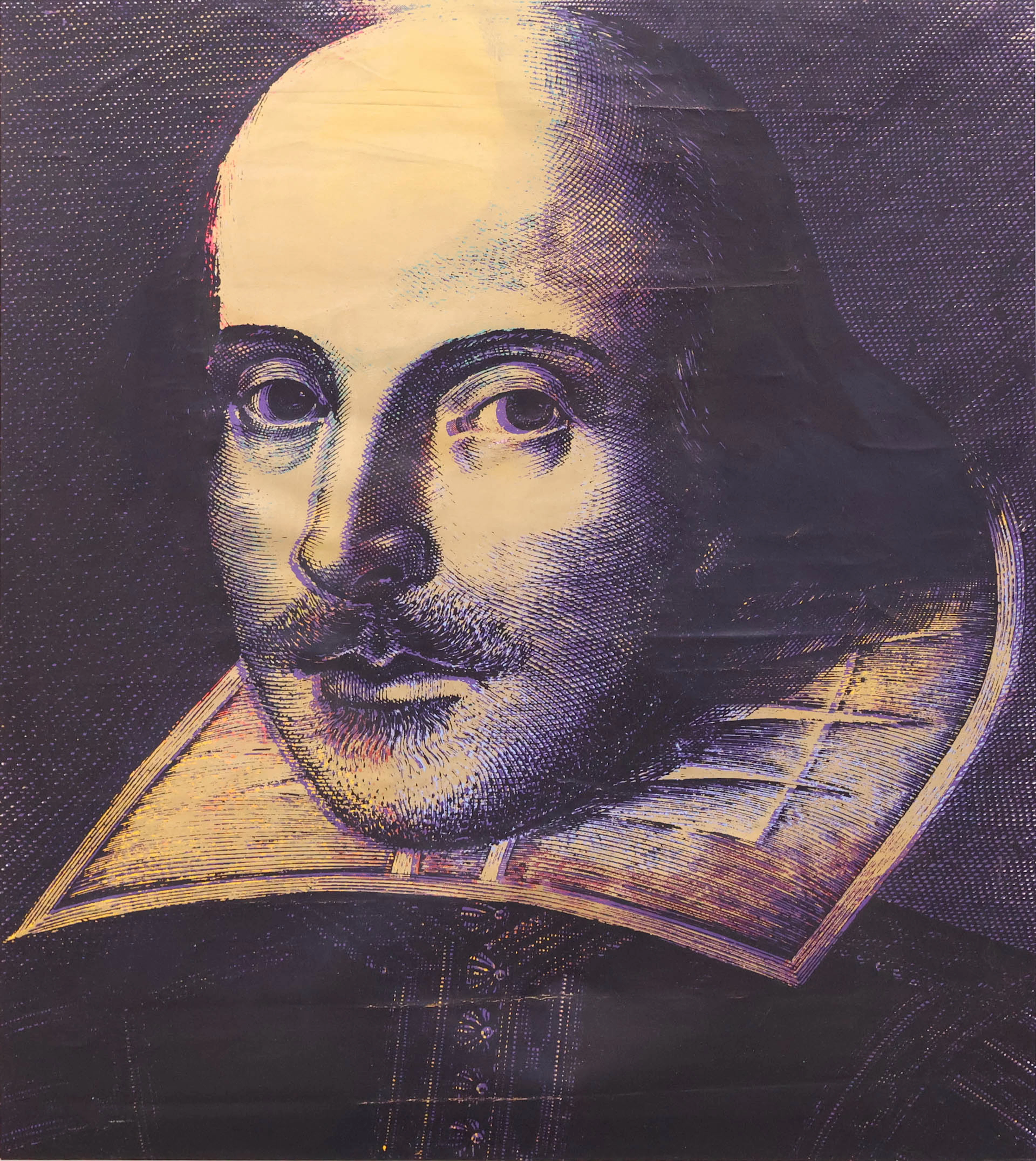 Steve Kaufman, American 1960-2010, Shakespeare, Silkscreen on Canvas
