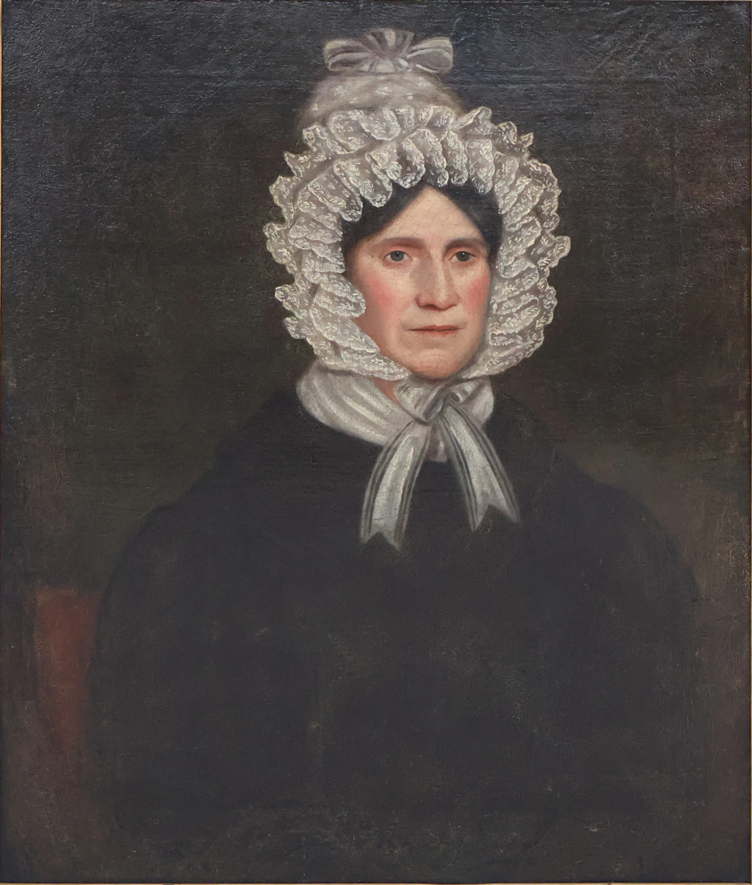 Portrait of a Woman in Lace Bonnet, Oil on Canvas