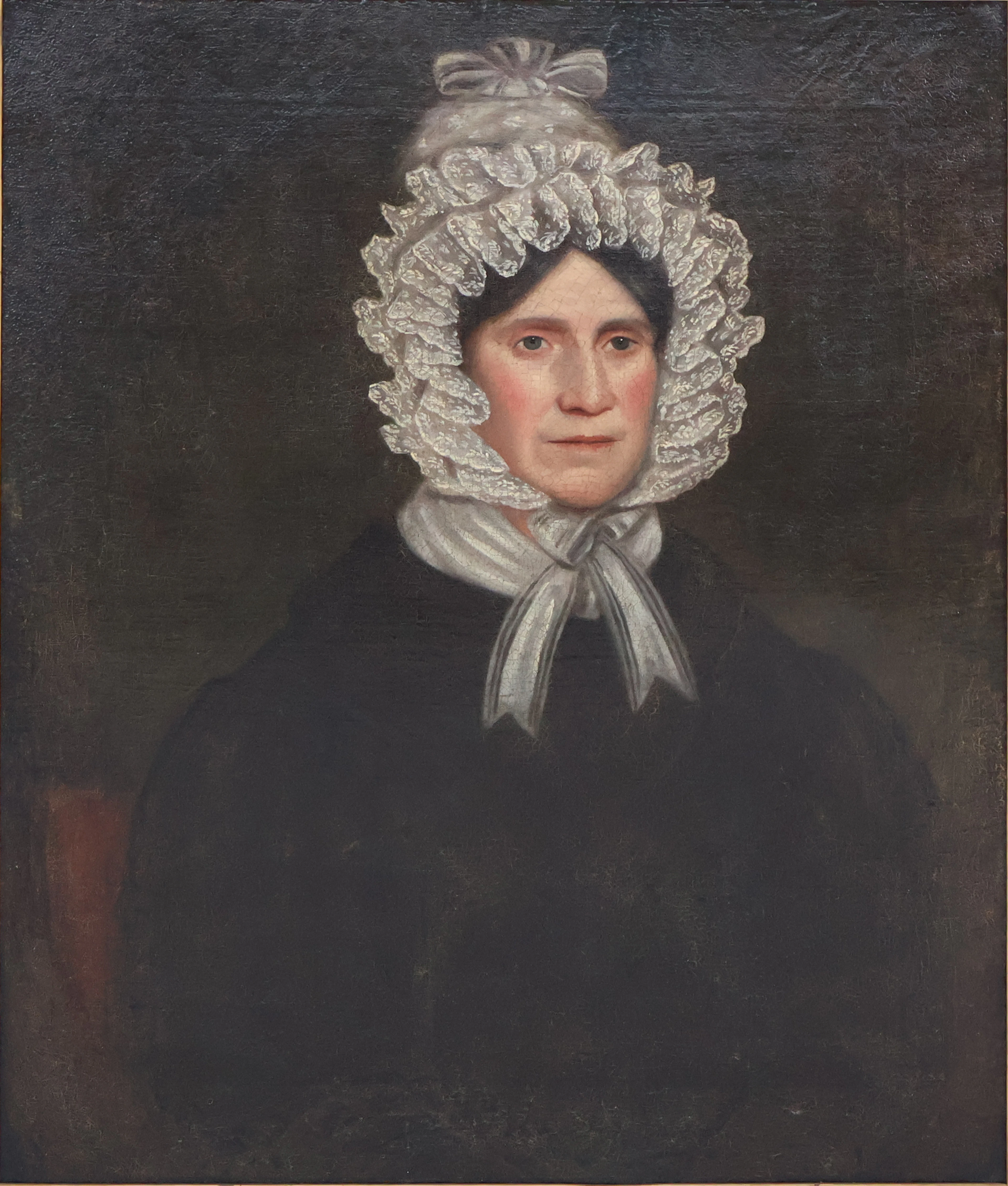 Portrait of a Woman in Lace Bonnet, Oil on Canvas