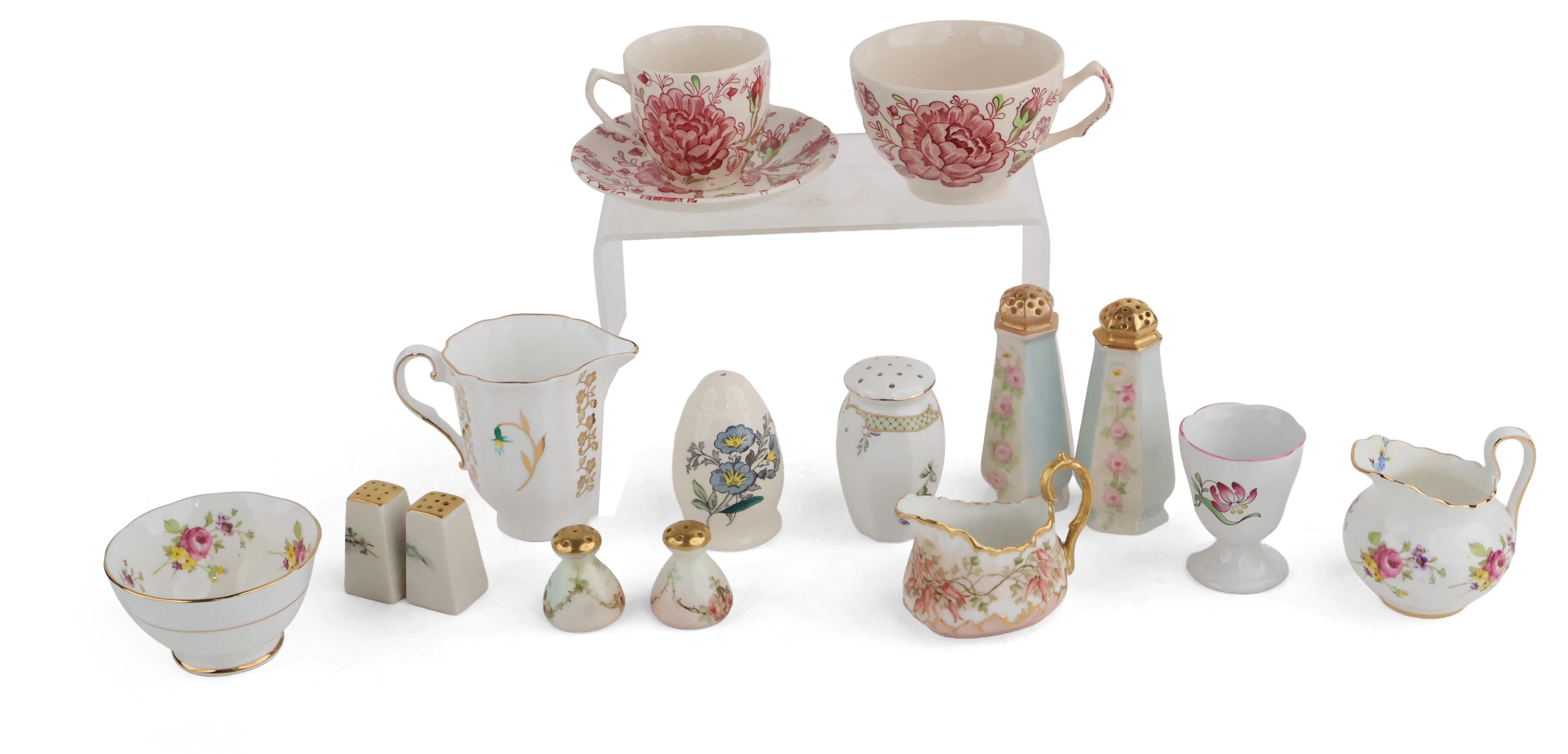 Group of English Transferware Teacups and Saucers