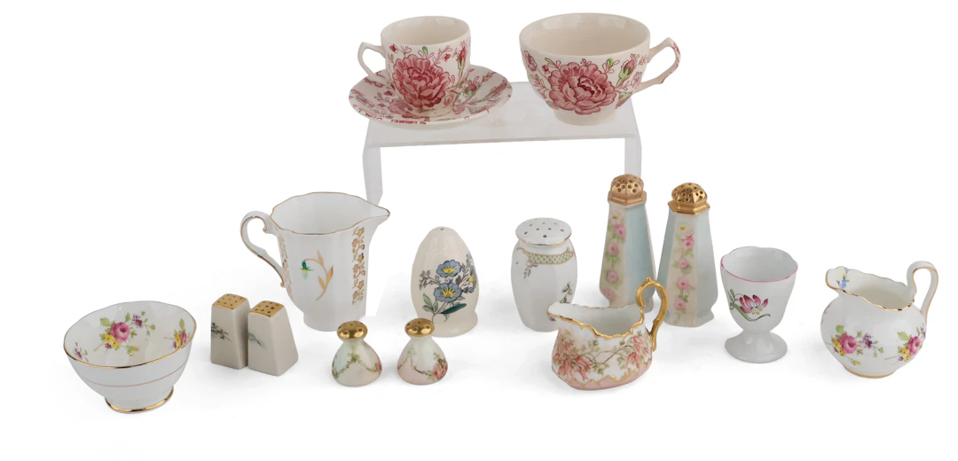 Group of English Transferware Teacups and Saucers