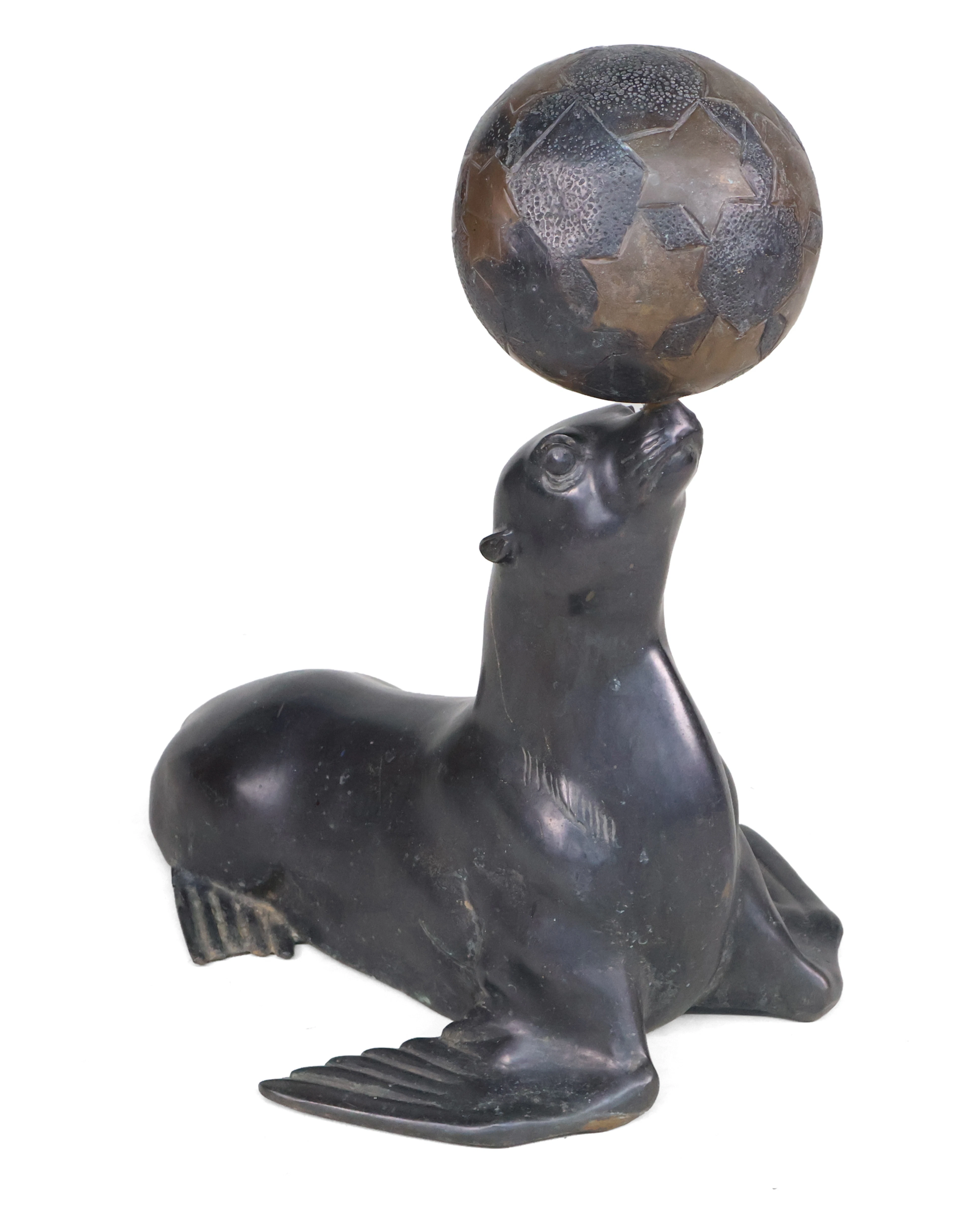 Sea Lion Balancing Ball, Bronze