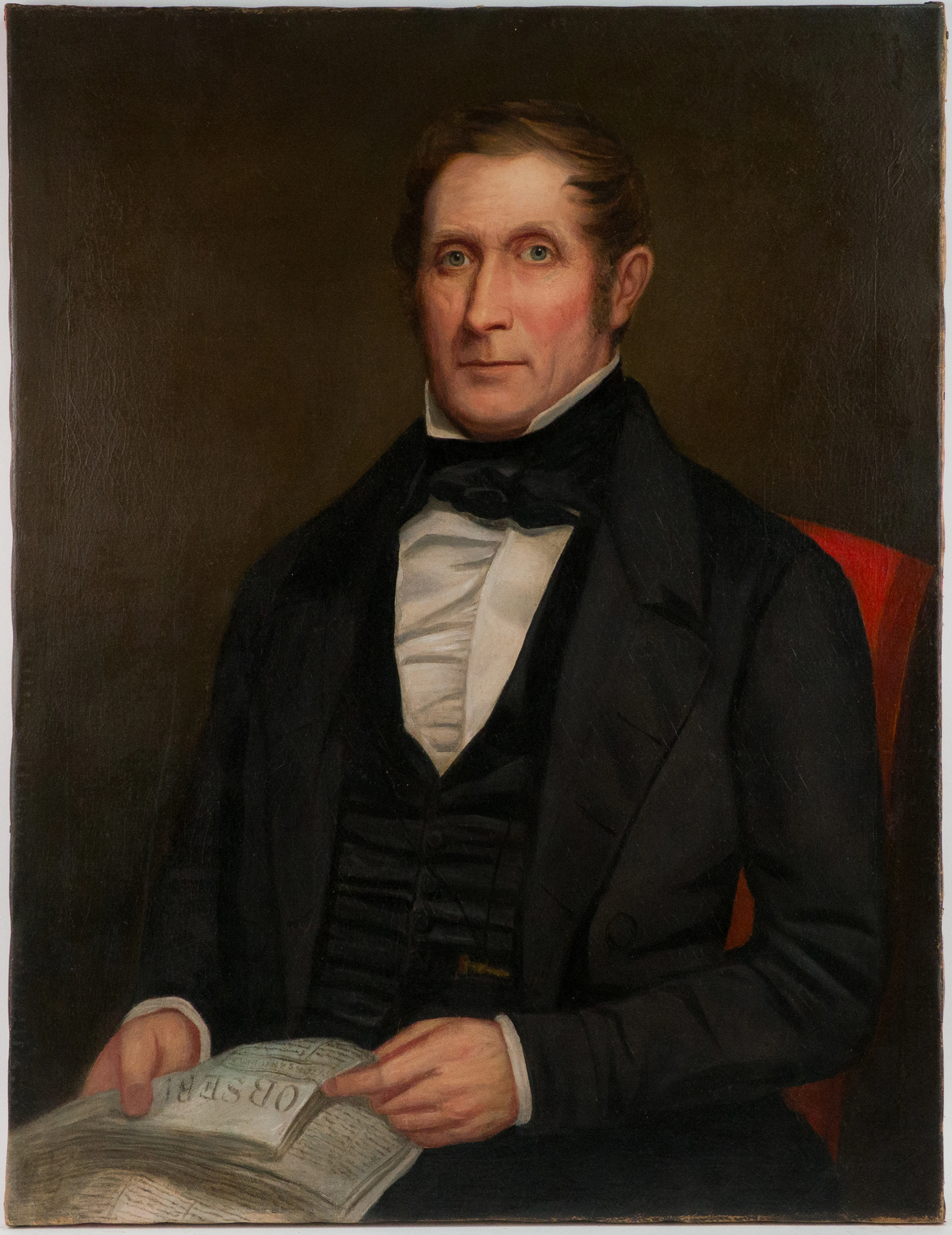 Portrait of a Gentleman Reading a Newspaper, Oil on Canvas