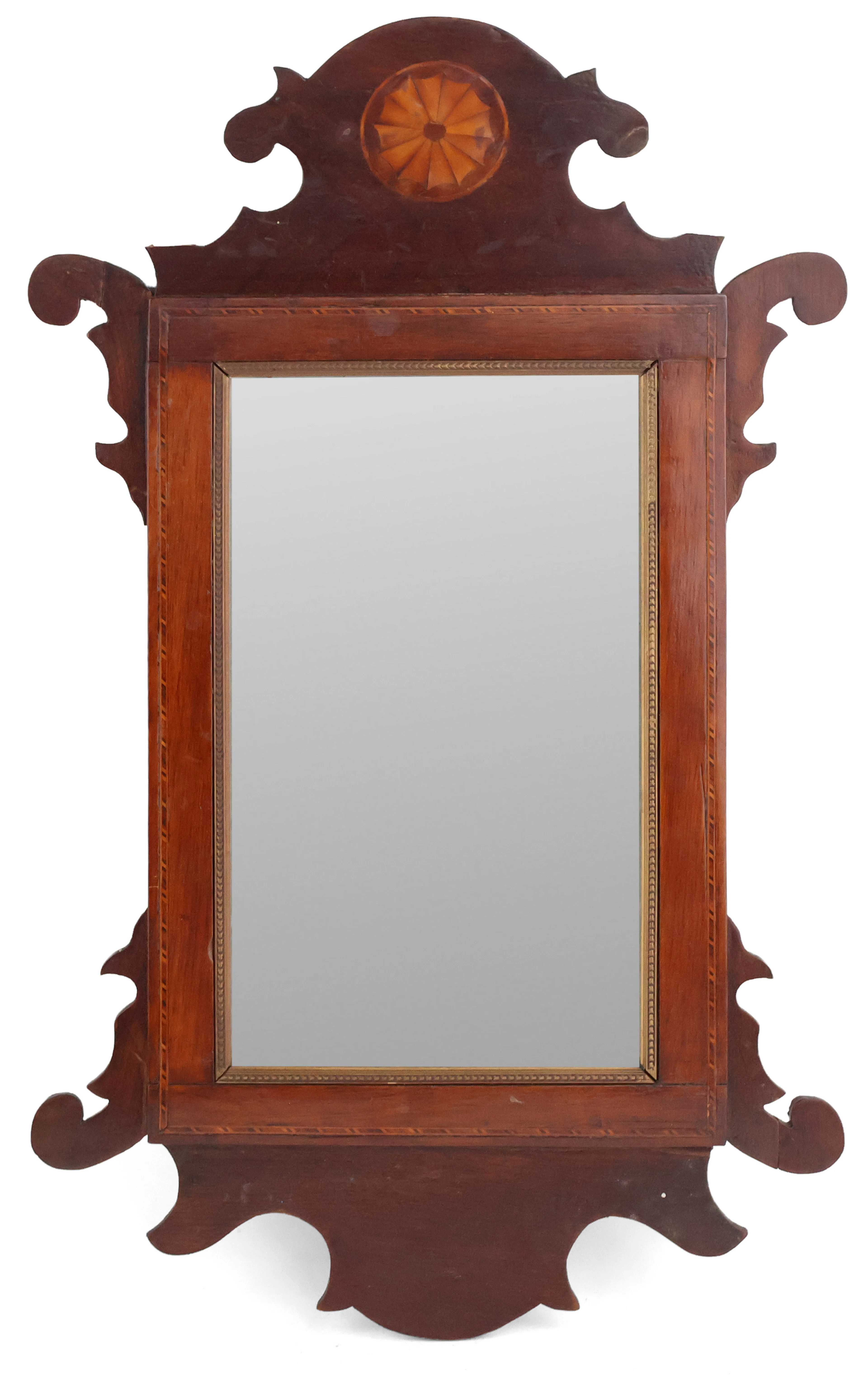 Chippendale Style Inlaid Mahogany Pier Mirror