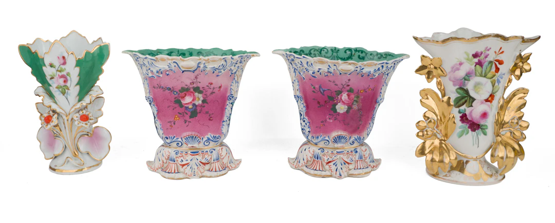 Pair of Hand Painted Porcelain Spill Vases