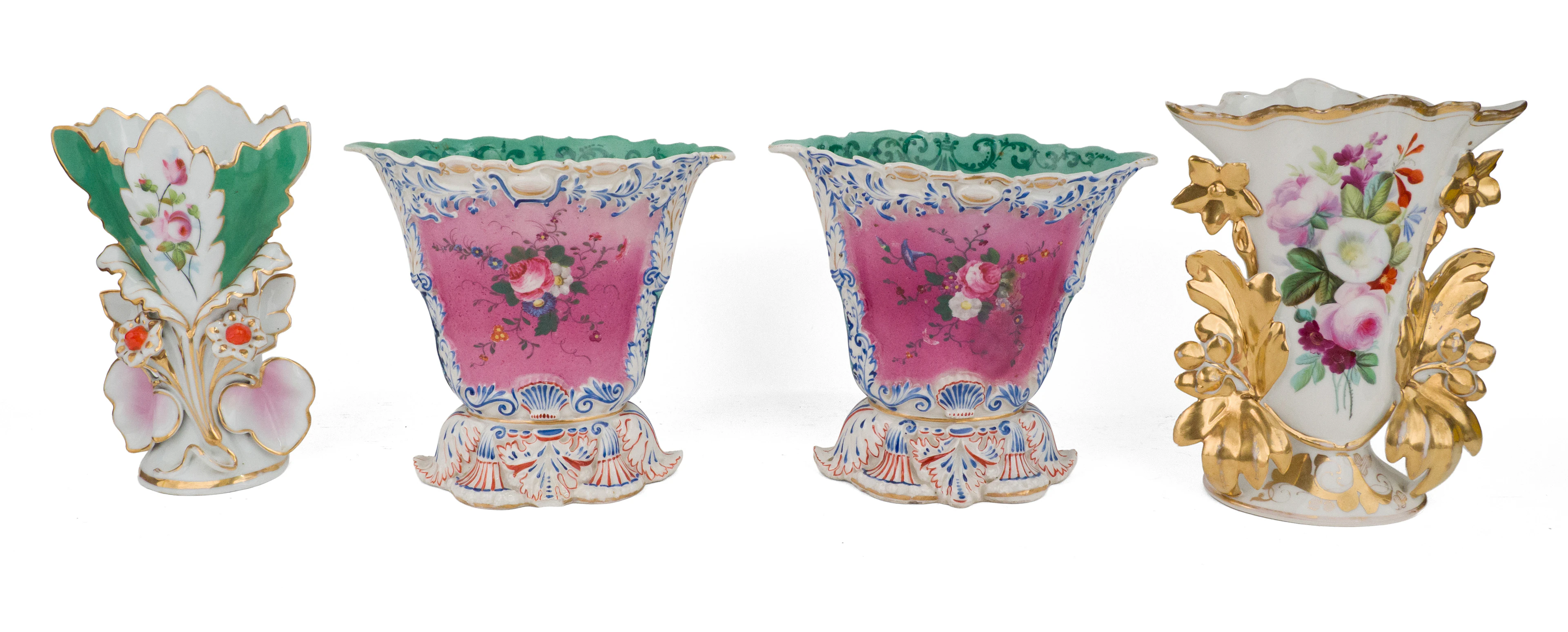 Pair of Hand Painted Porcelain Spill Vases