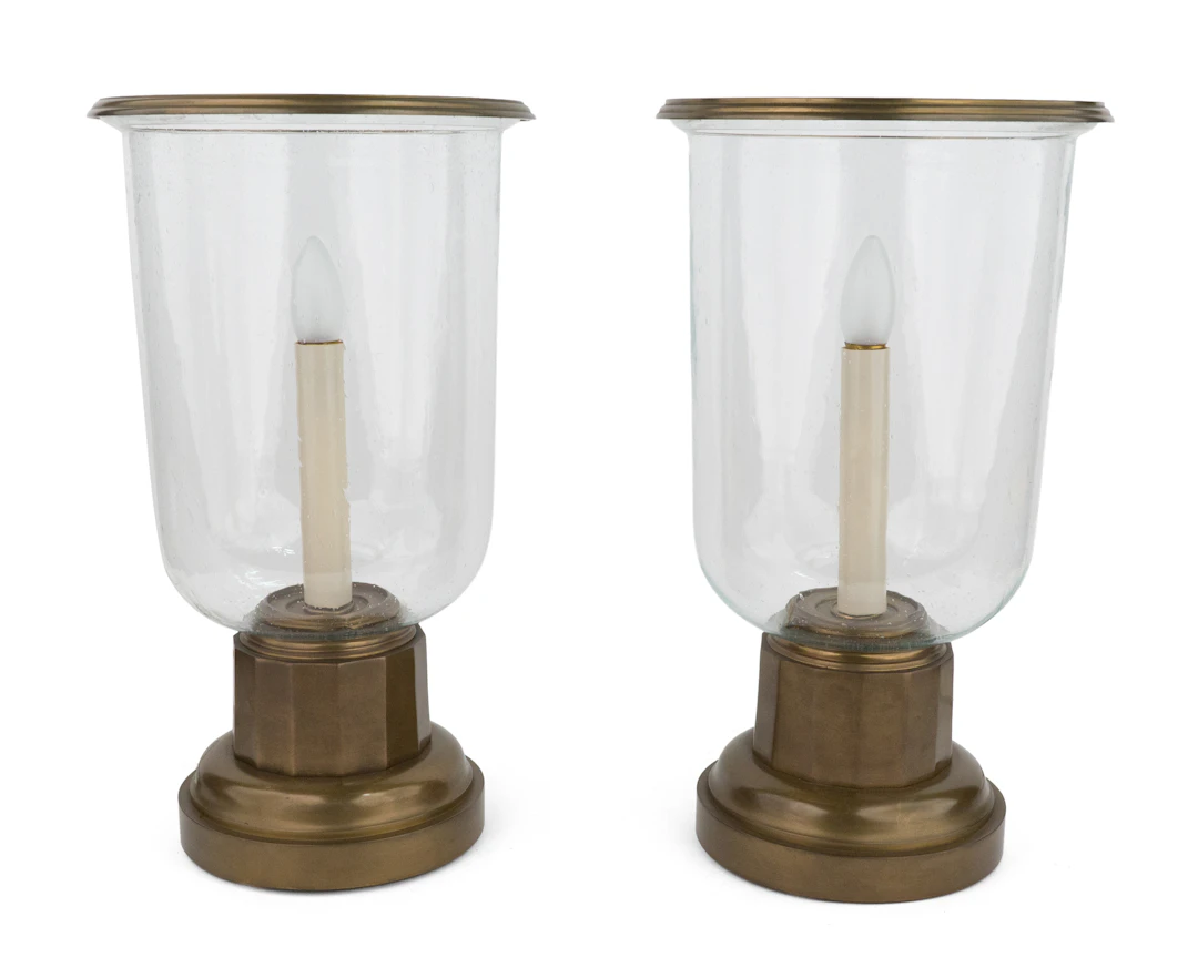 Brass Hurricane Shade Table Lamp