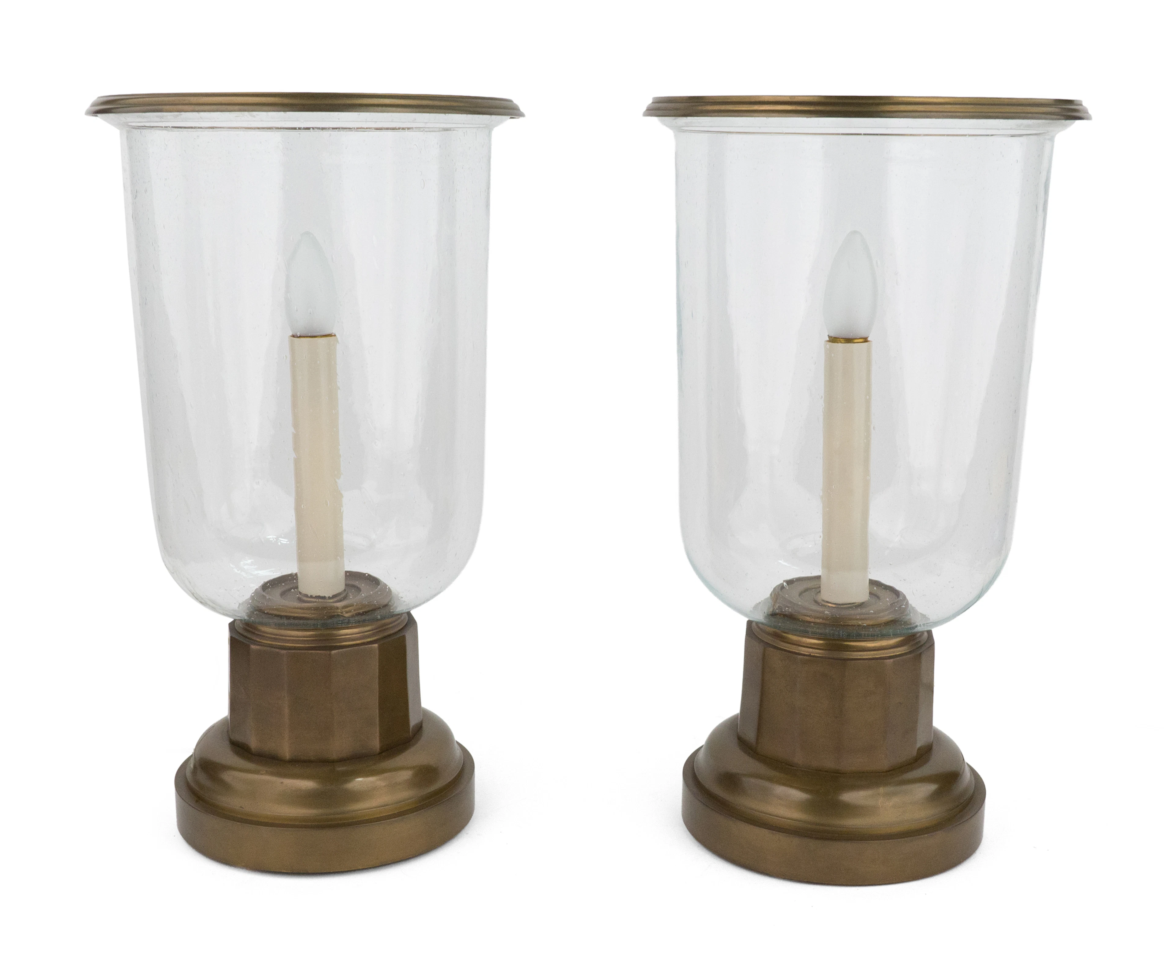 Brass Hurricane Shade Table Lamp