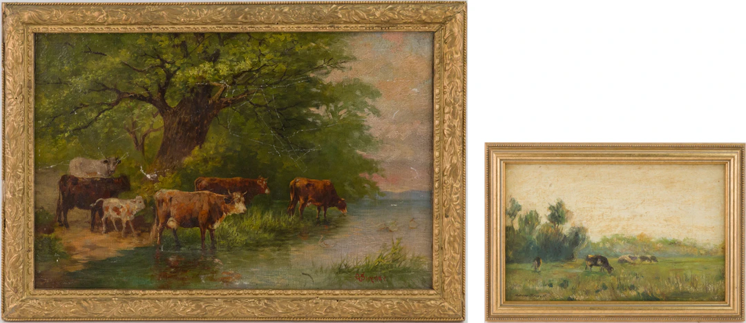 G. Snyder, Cows Near a Stream, Oil on Canvas
