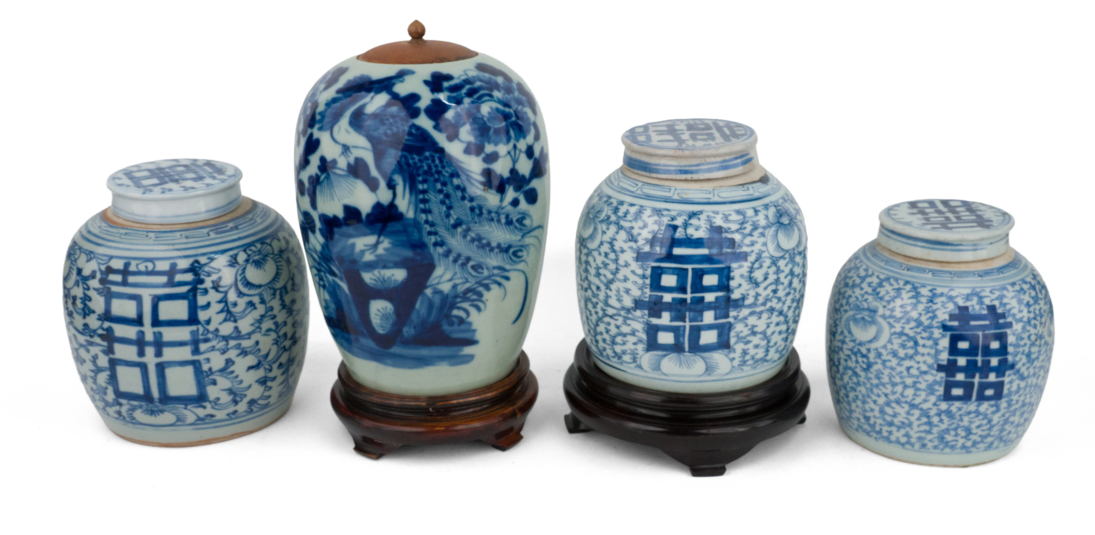 Three Chinese Blue and White Ginger Jars