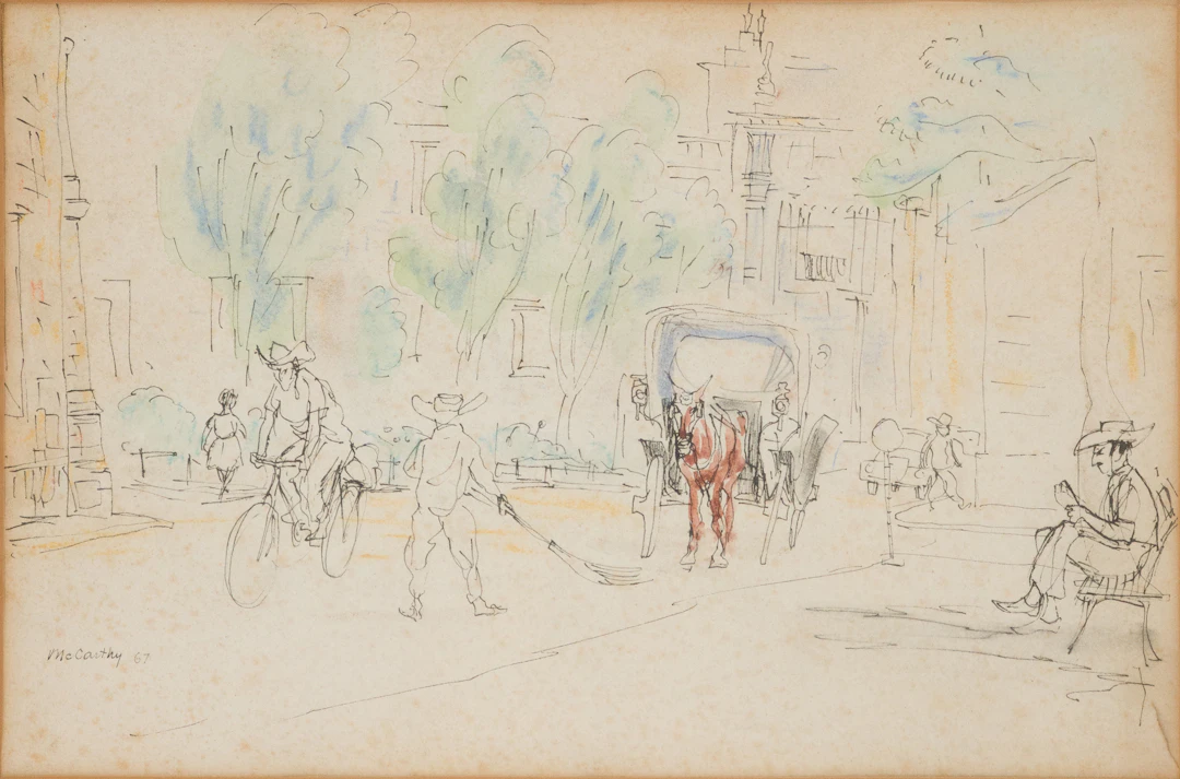 Francis McCarthy, 1923-2005, Street Scene, Mixed Media on Paper