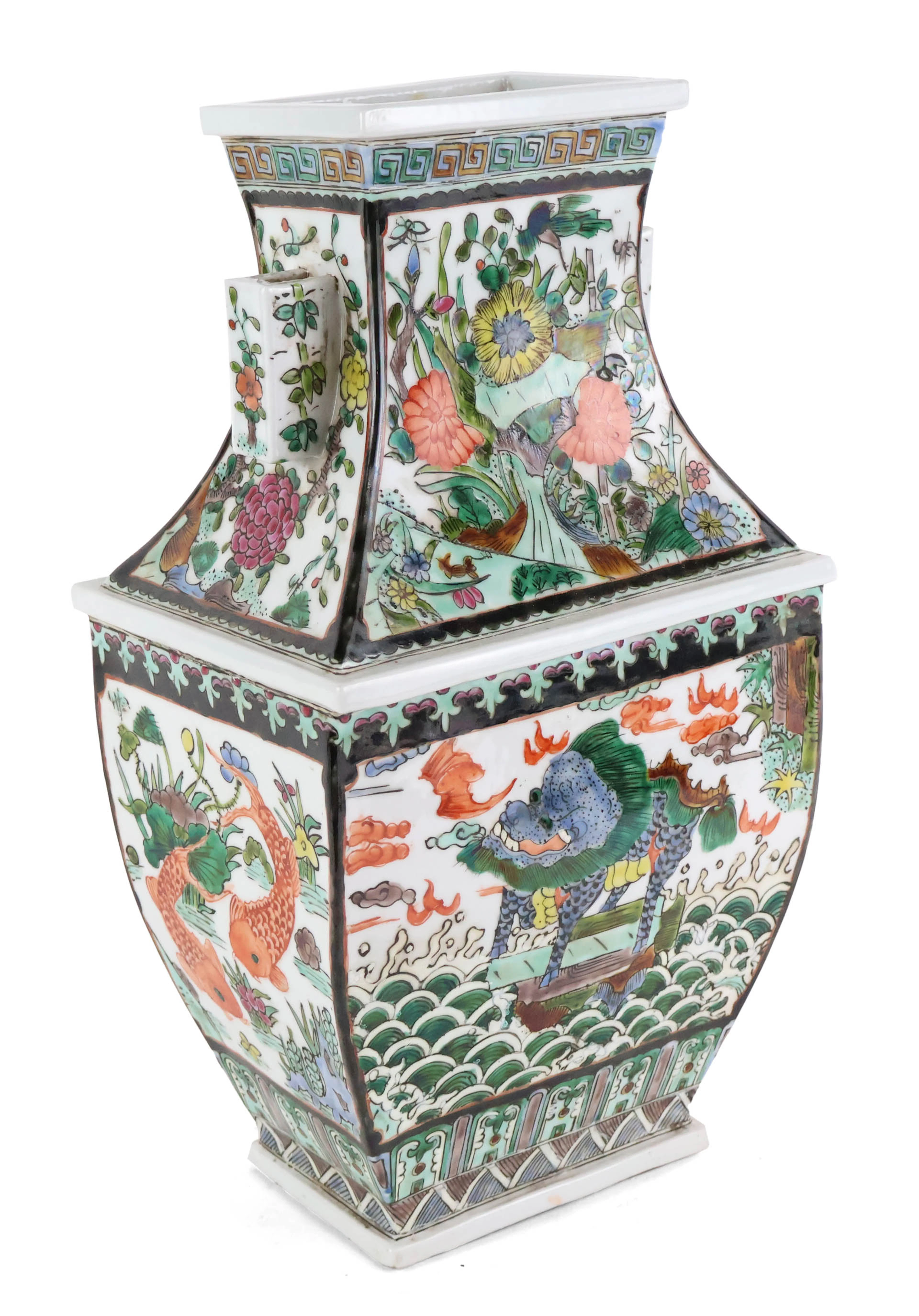 Chinese Famille Verte Porcelain Hu Vase