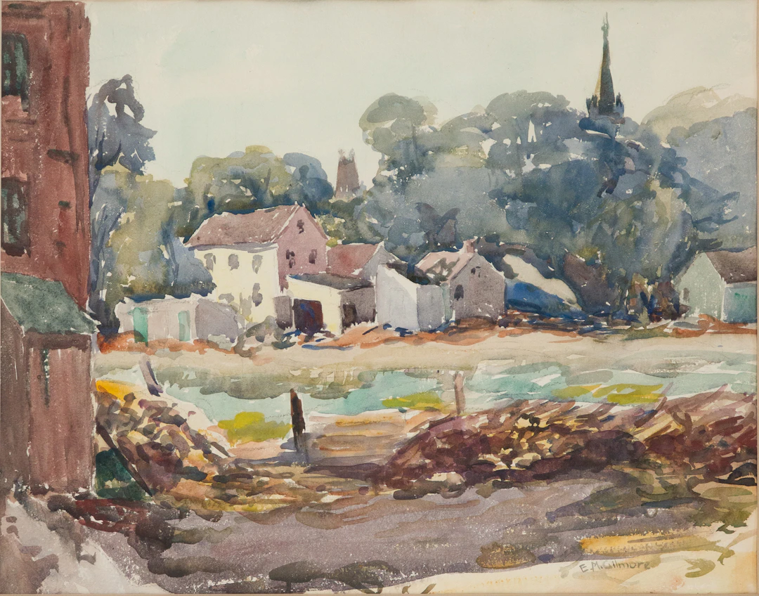 Ethel M. Gilmore, American , Village Scene, Watercolor on Paper
