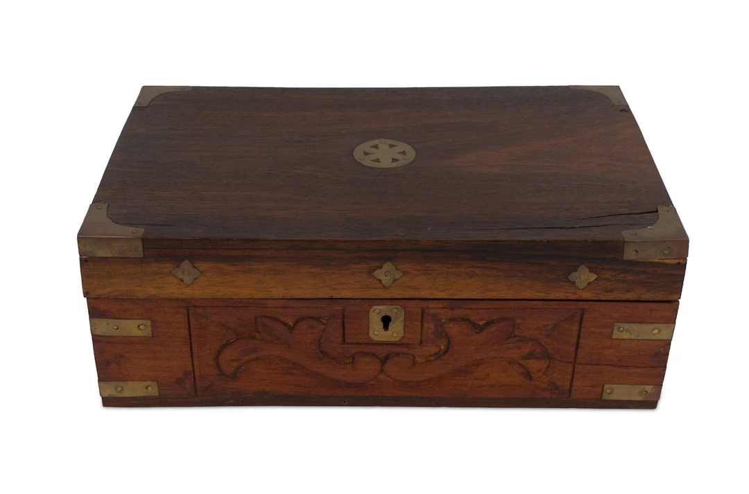 Anglo Indian Carved Hardwood Travel Box